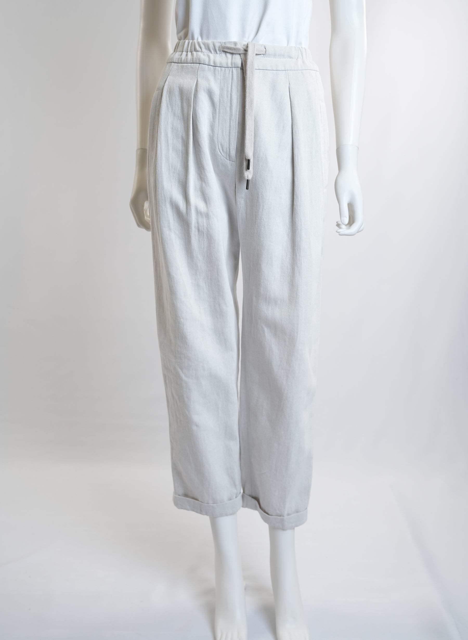 Pantalon en coton Brunello Cucinelli à taille élastiquée avec cordon de serrage