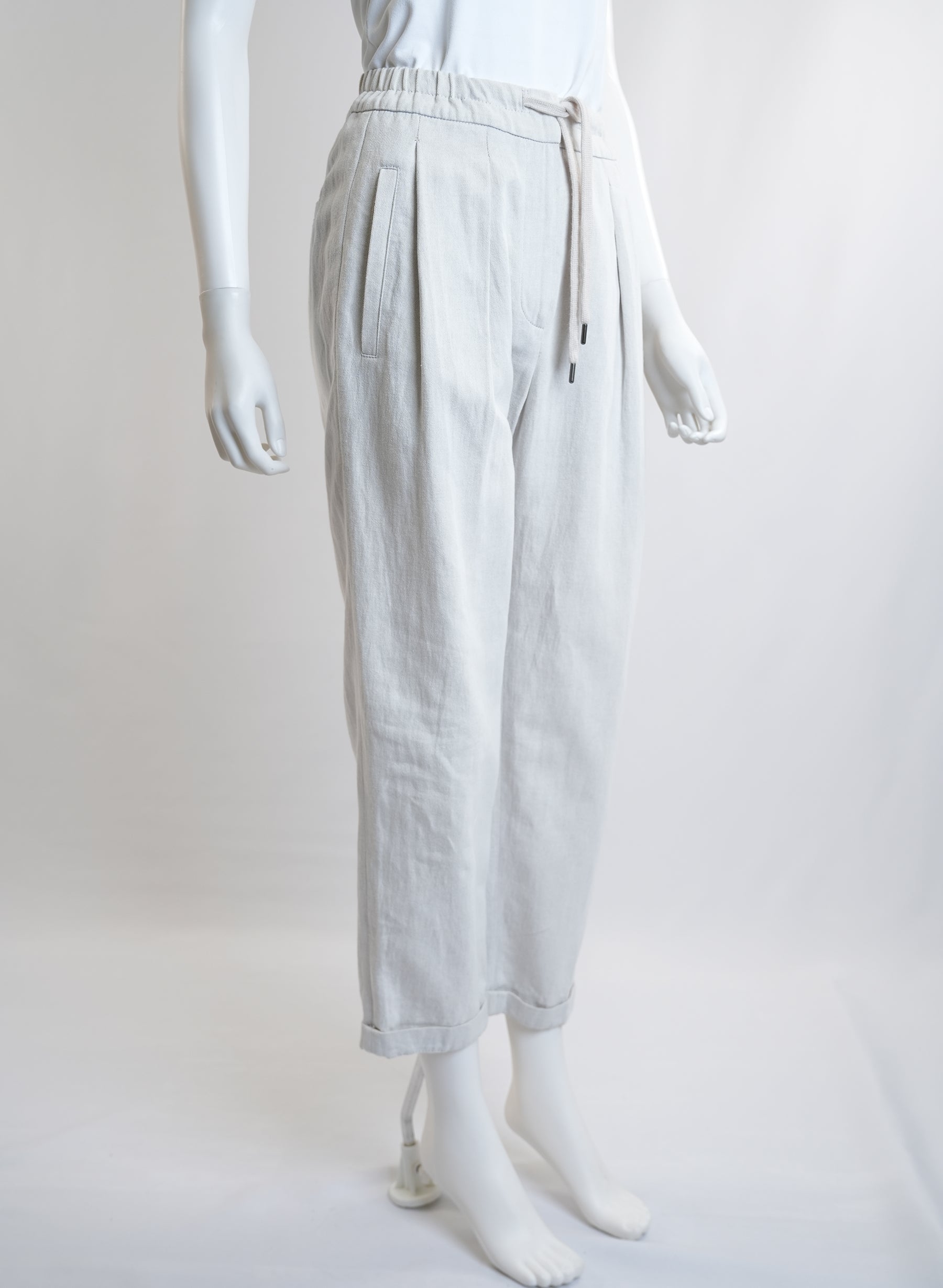 Pantalon en coton Brunello Cucinelli à taille élastiquée avec cordon de serrage