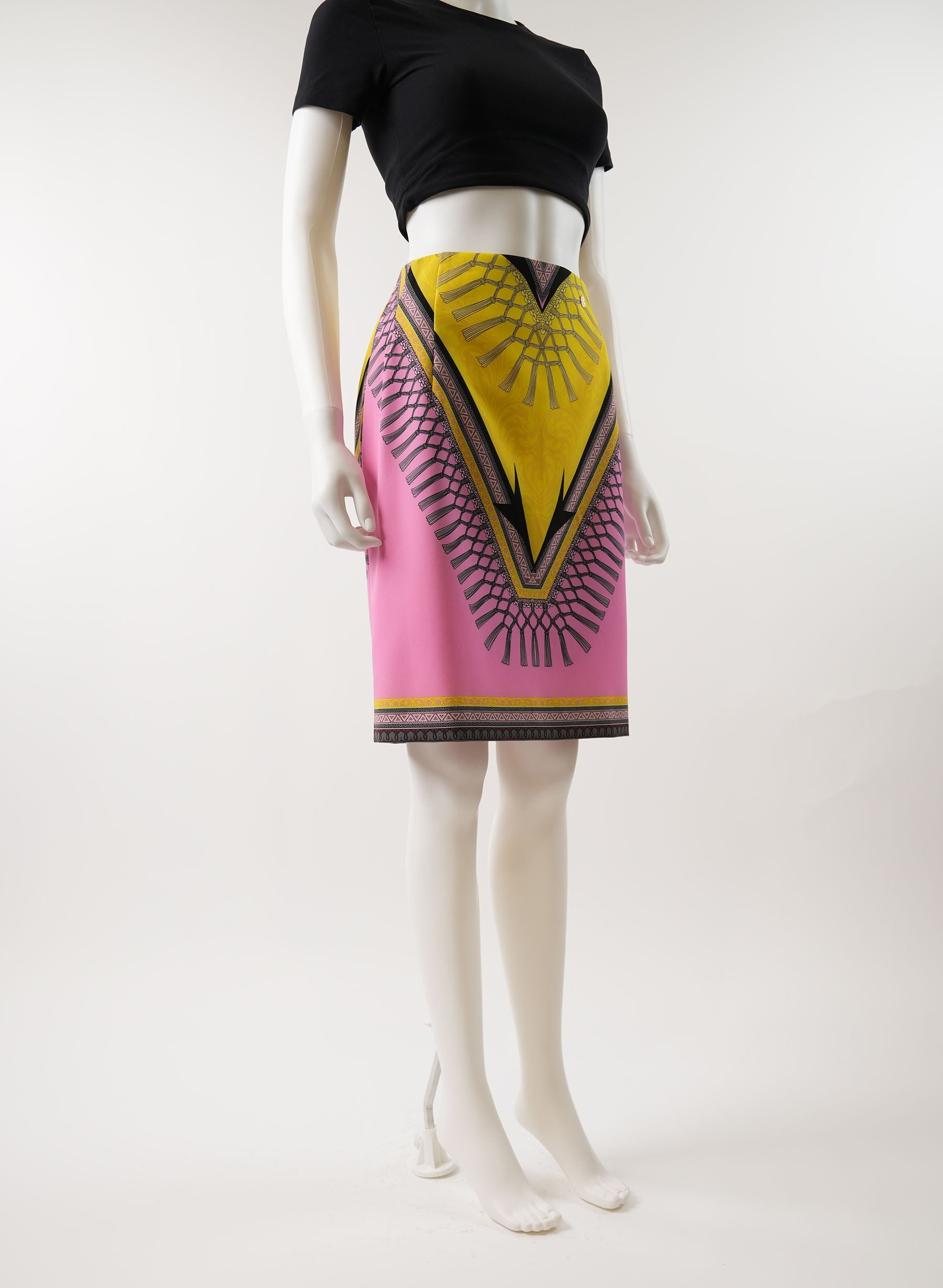 Jupe Versace baroque à franges taille haute