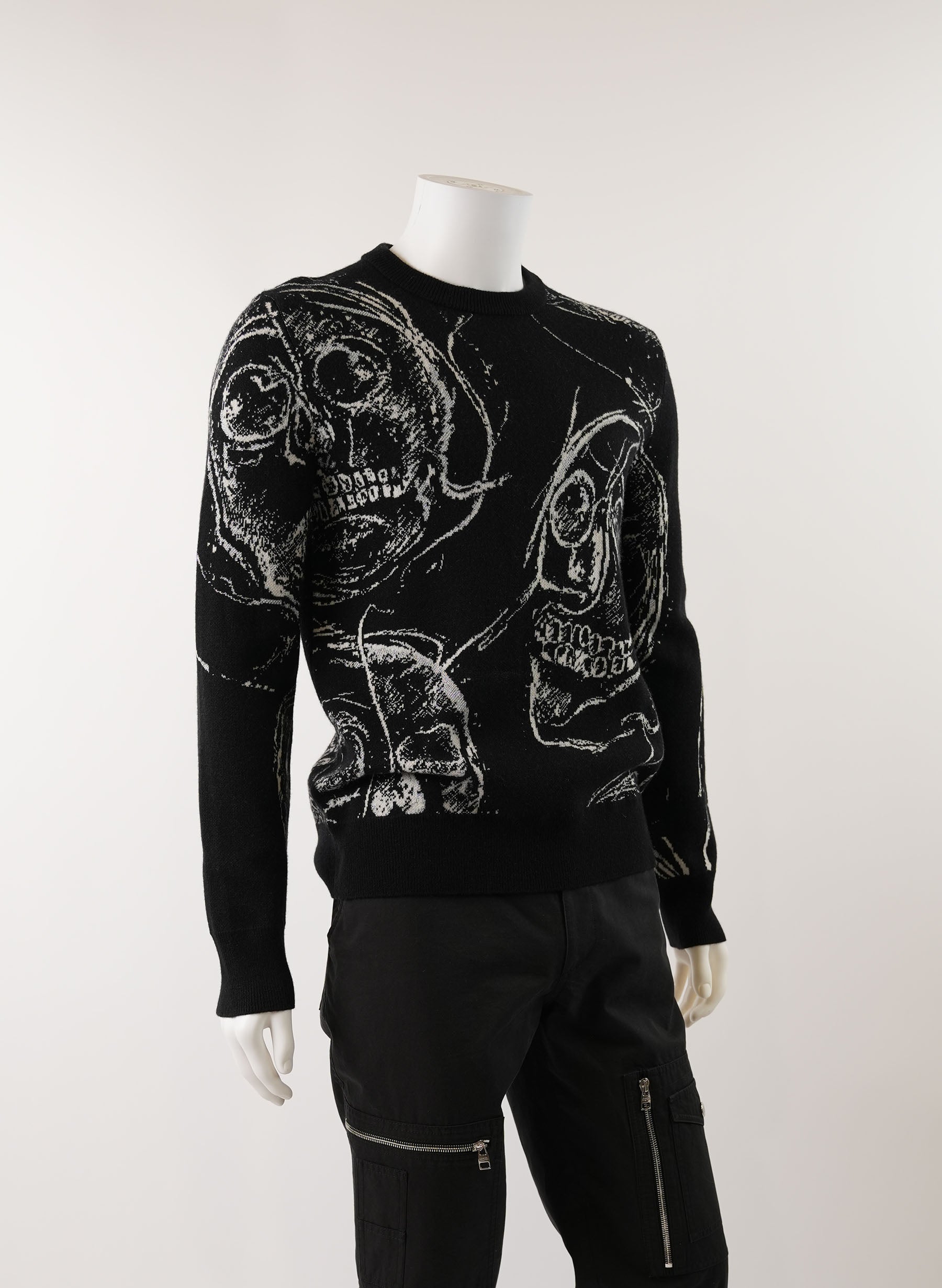 Pull col rond à imprimé tête de mort Alexander McQueen