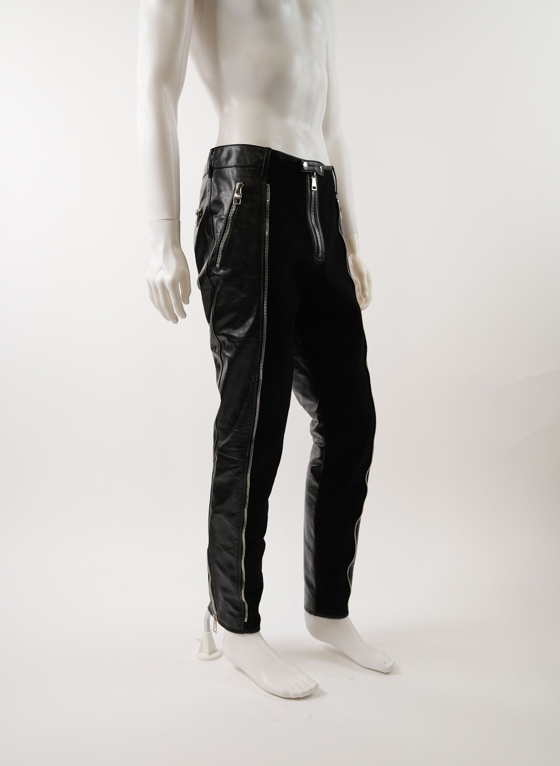 Pantalon en cuir à fermeture éclair principale Alexander McQueen
