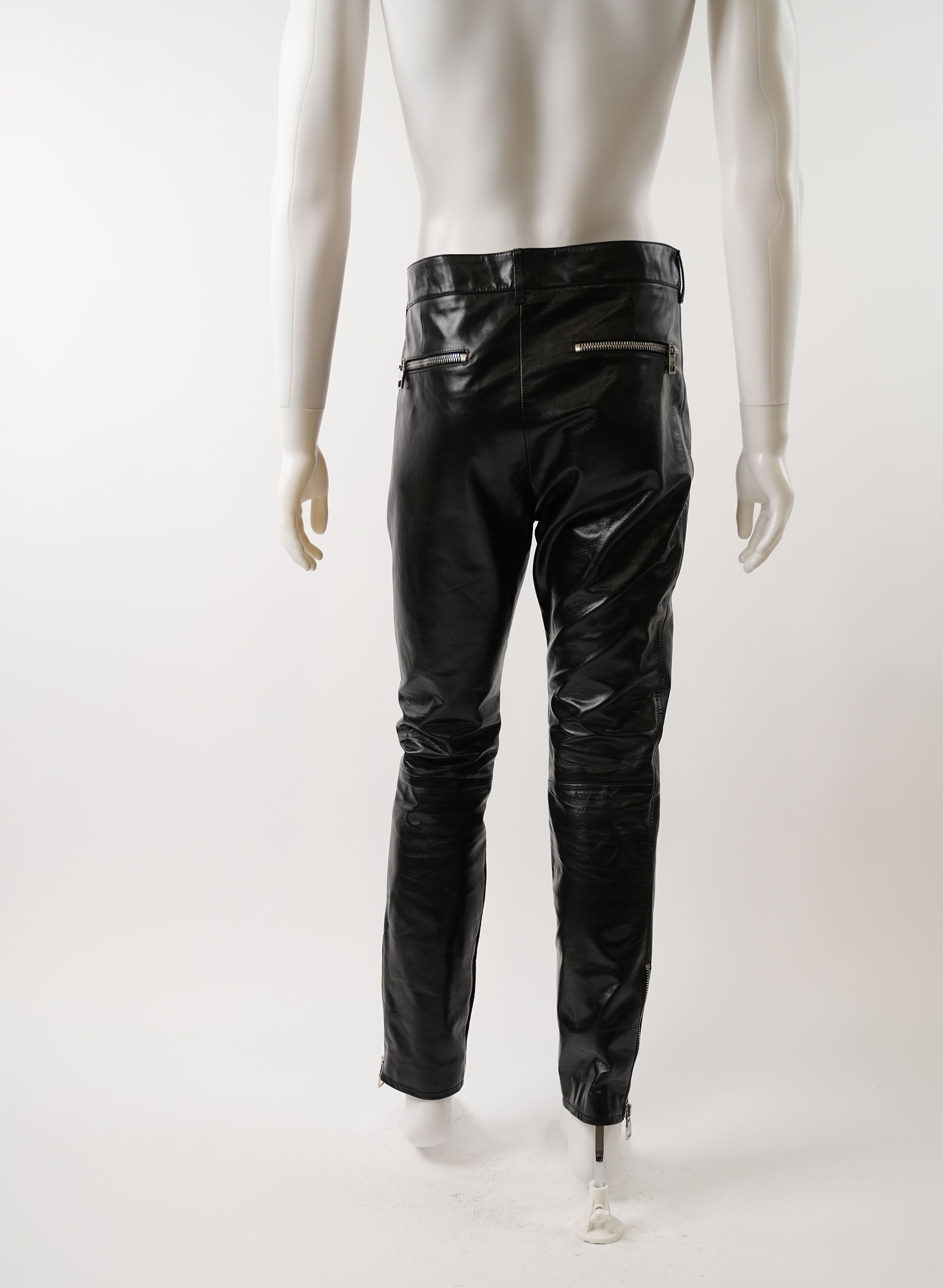 Pantalon en cuir à fermeture éclair principale Alexander McQueen