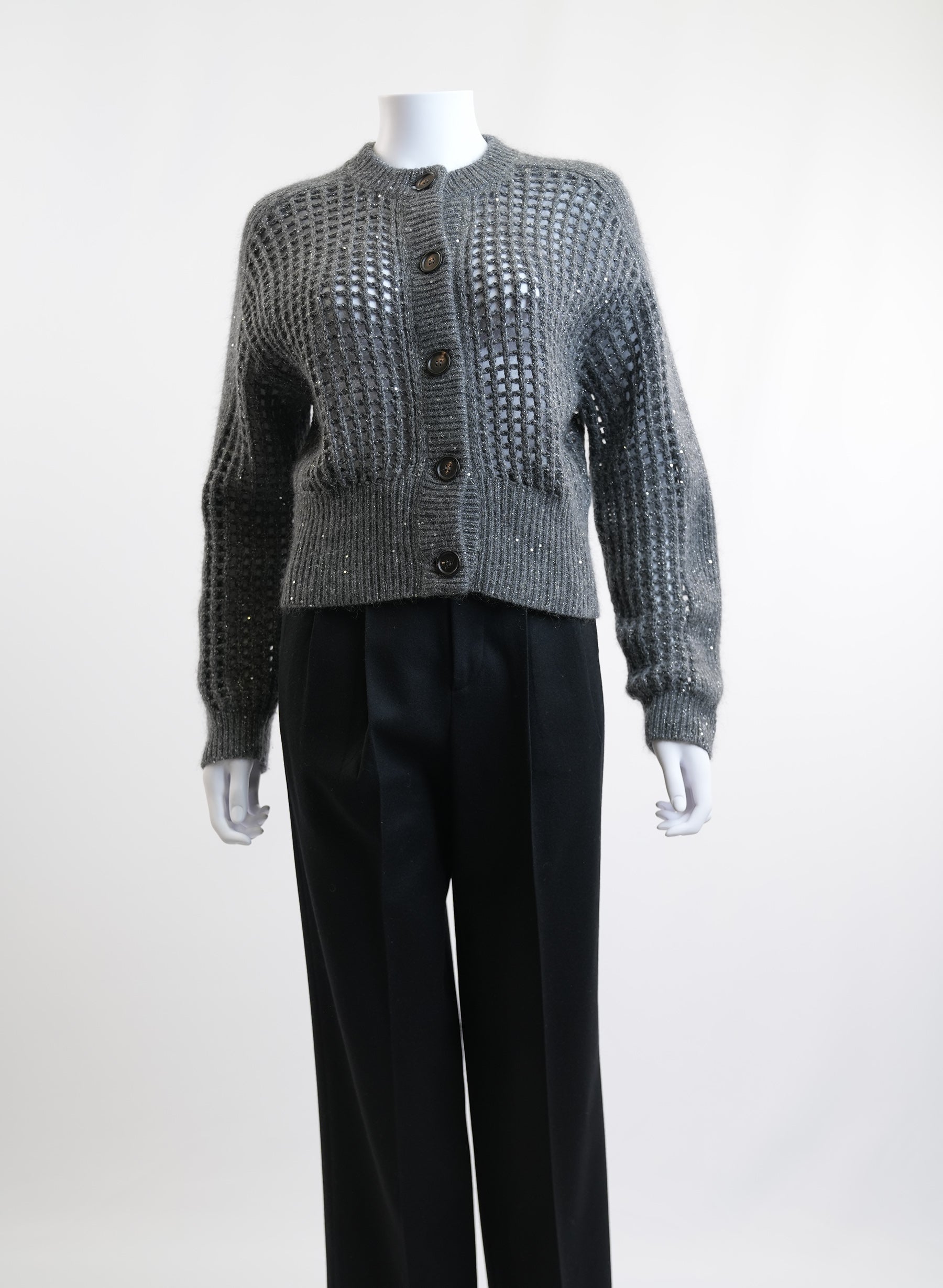 Pull Brunello Cucinelli gris à boutons