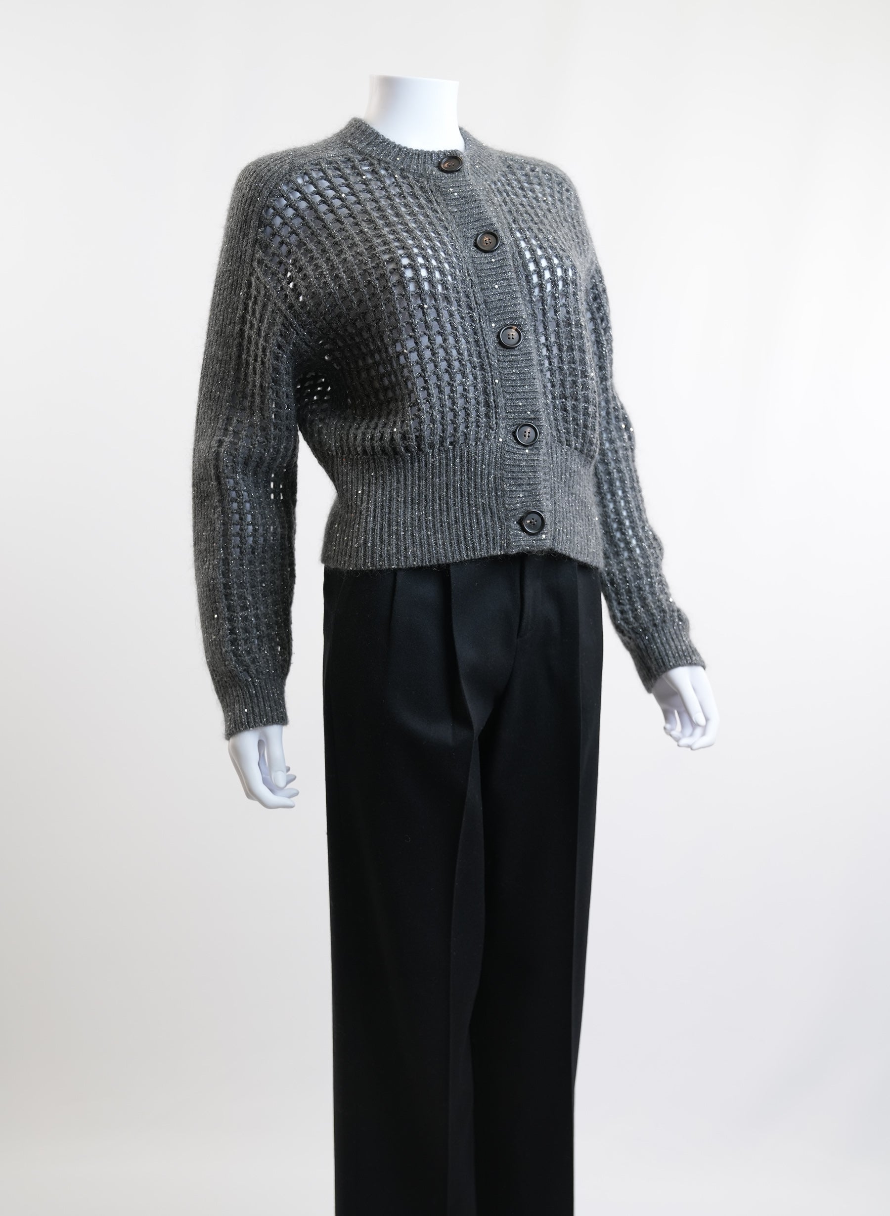 Pull Brunello Cucinelli gris à boutons