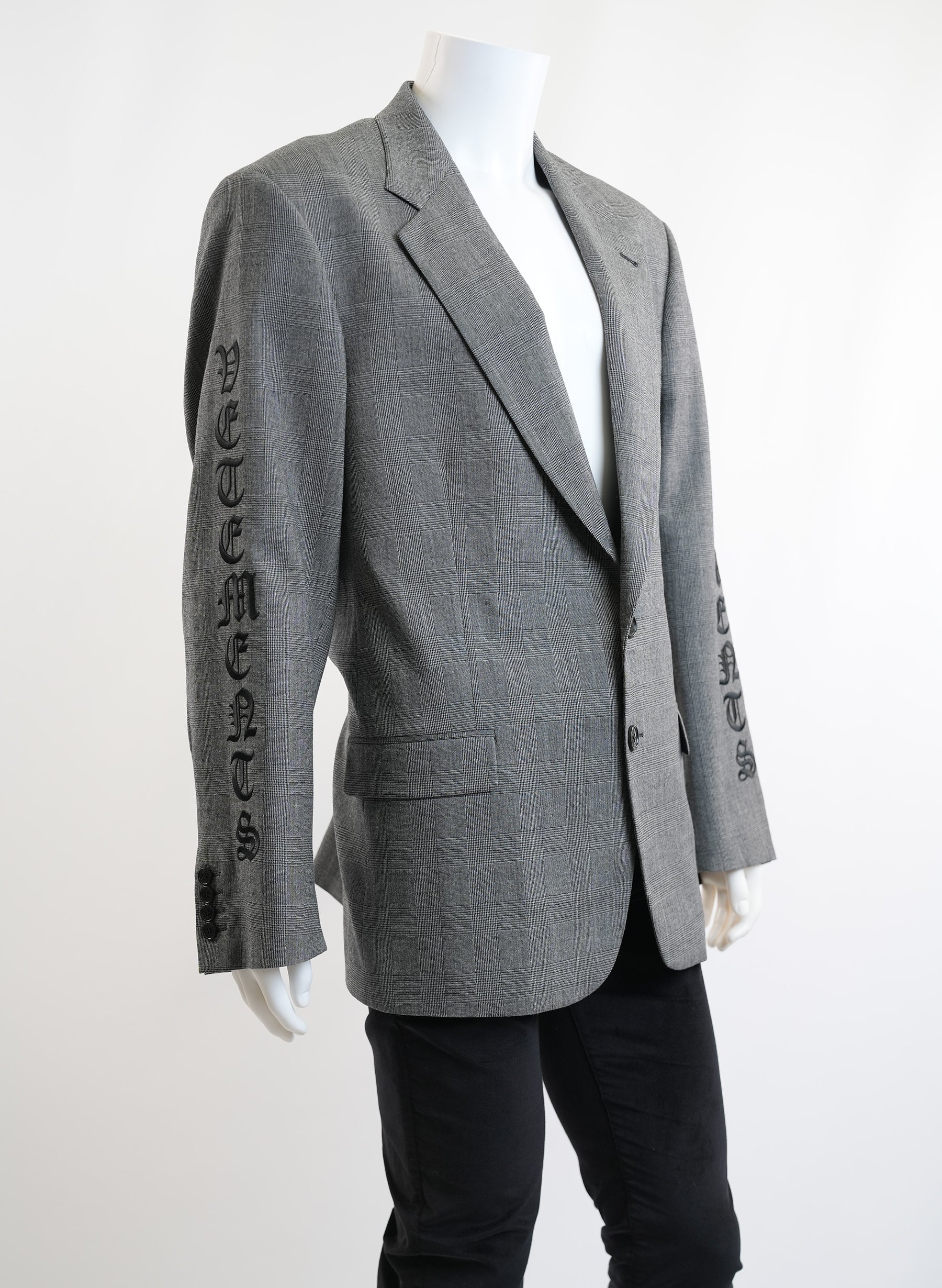 Blazer gothique gris imprimé pied-de-poule Vetements