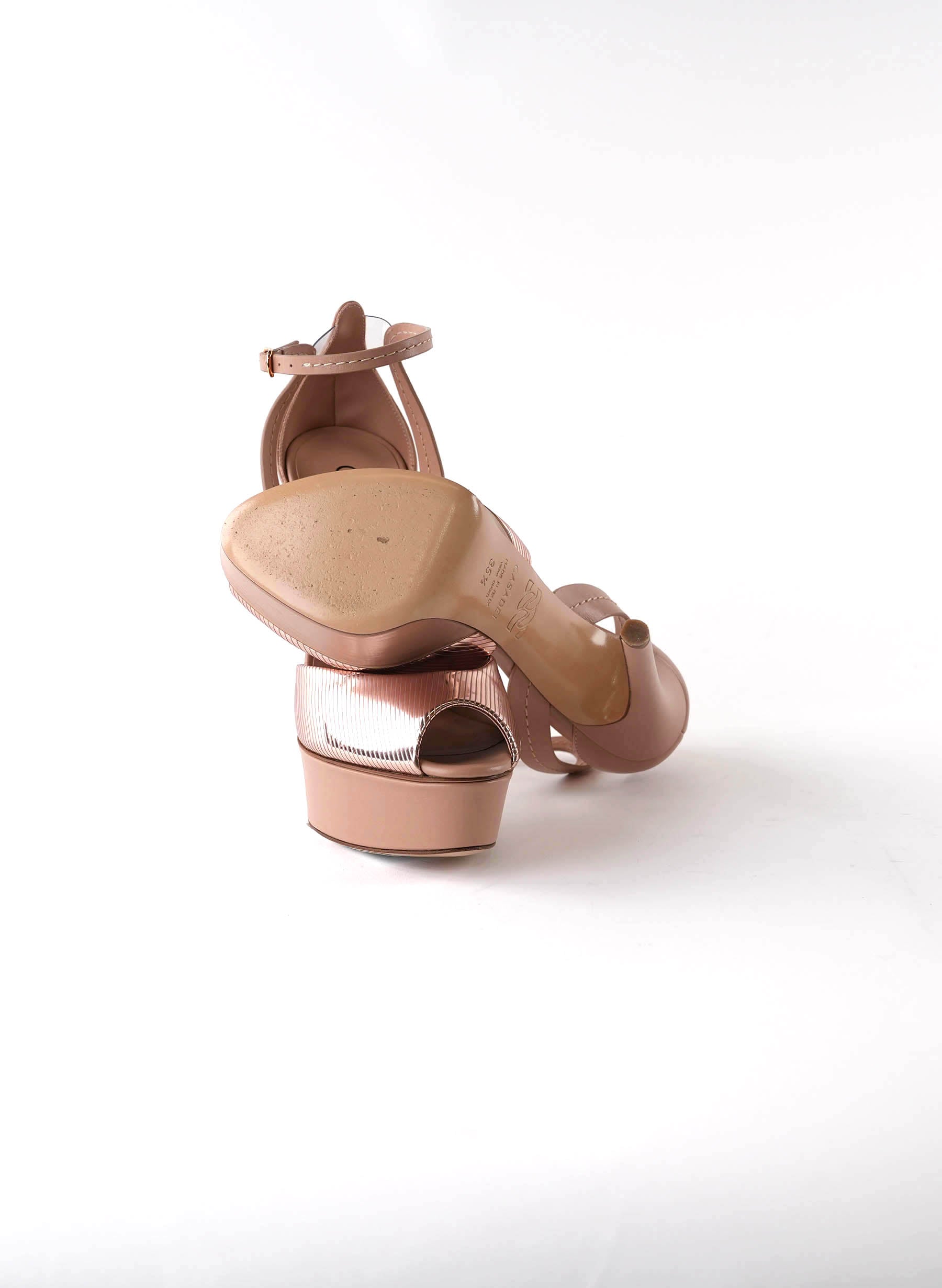 Casadei Flora C-Viper 140mm Leather Platform Sandals