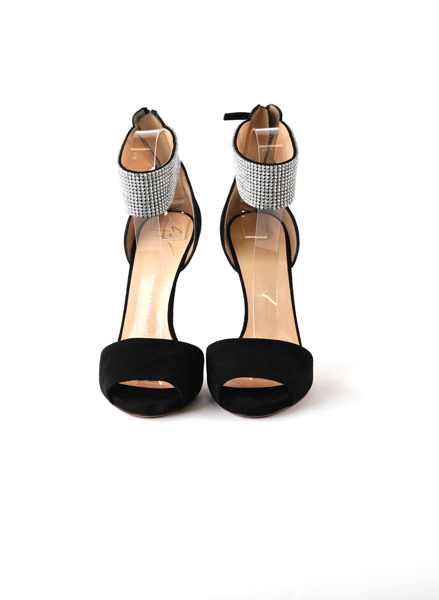 Sandales Giuseppe Zanotti en daim noir à bride en cristal