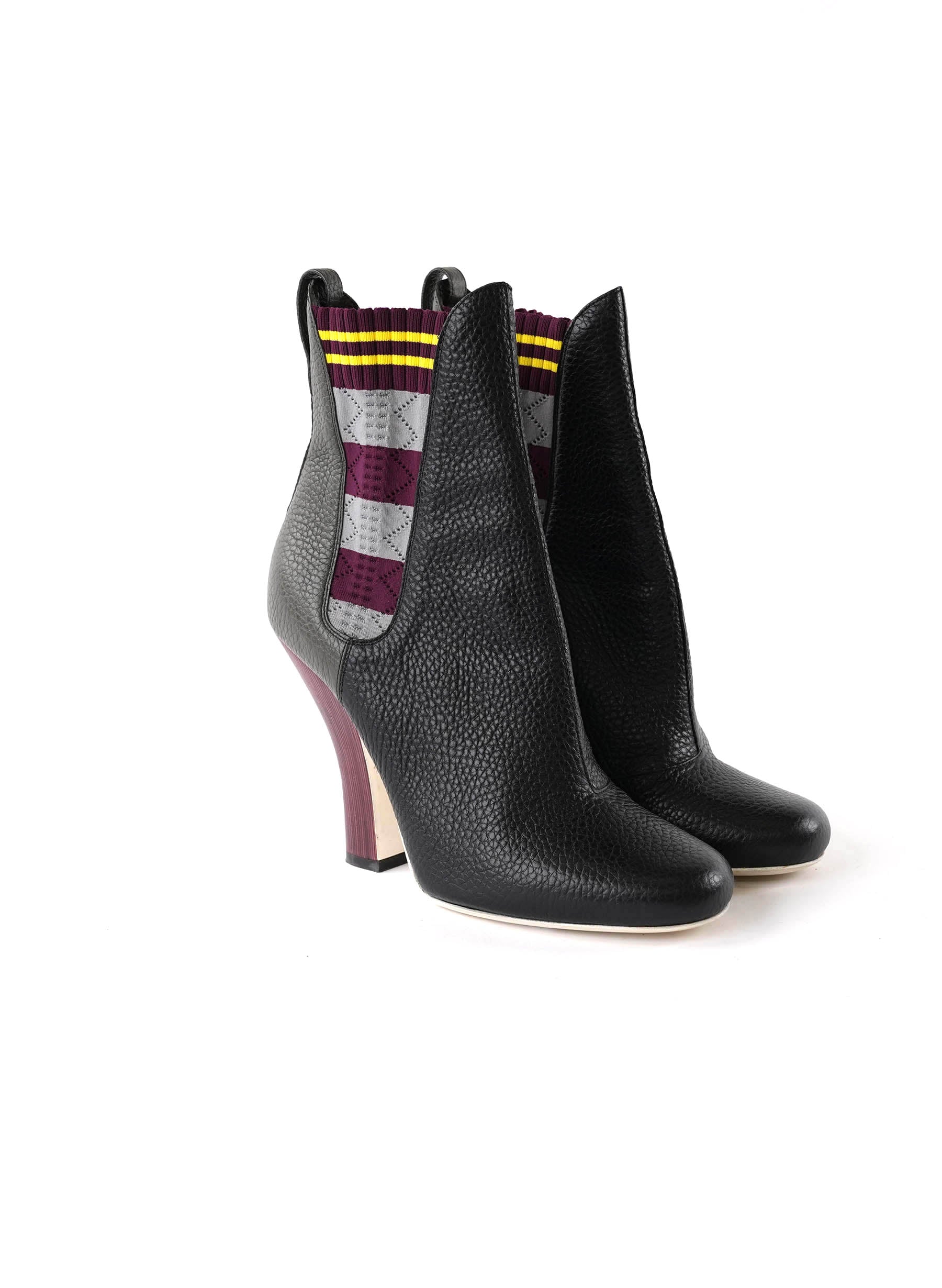 Bottes chaussettes rayées en cuir Fendi
