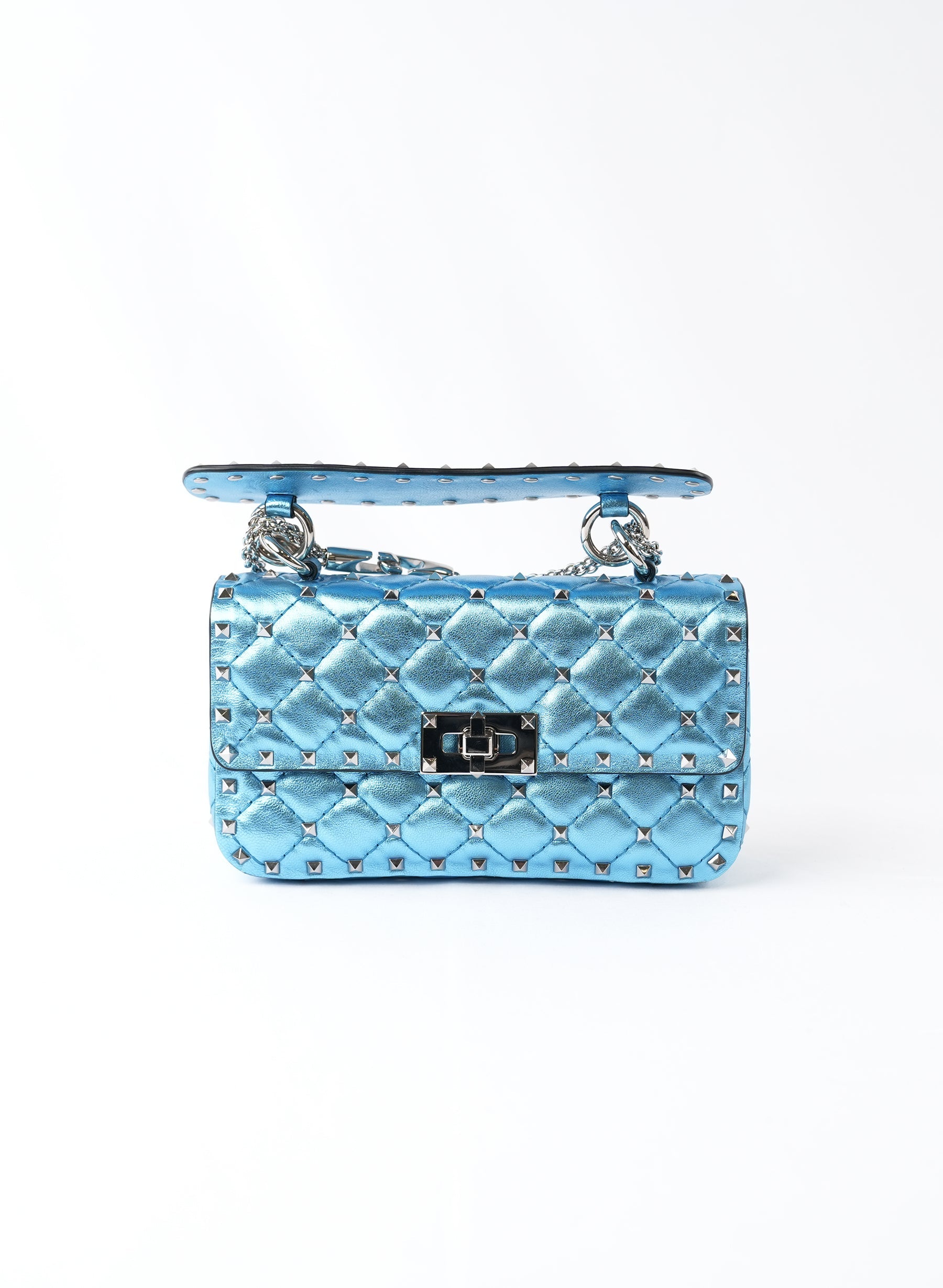 Valentino Garavani Metalic Nappa Micro Ruckstud Spike Shoulder Bag