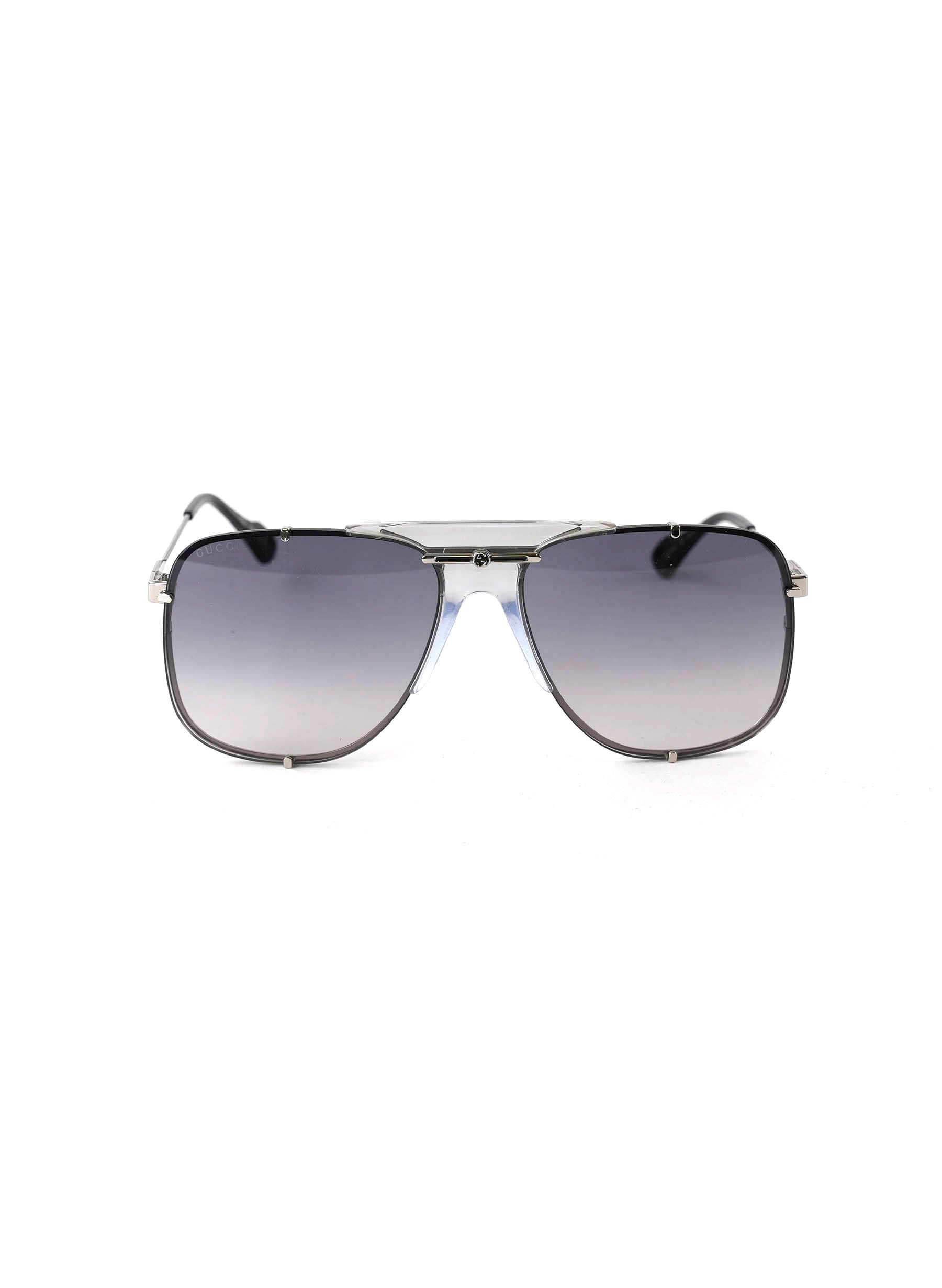 Lunettes de soleil aviateur Gucci pour homme, monture métallique dégradée