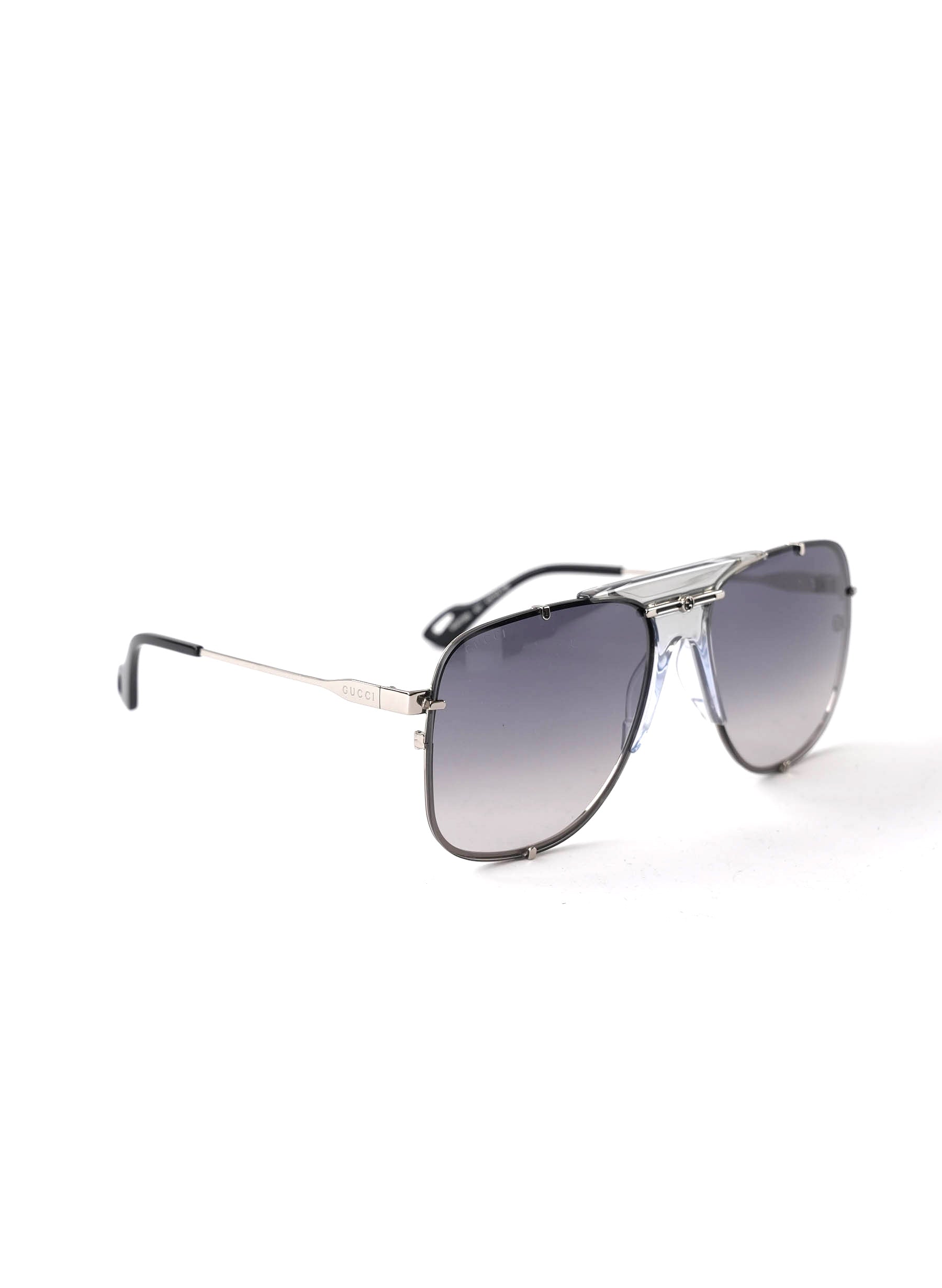 Lunettes de soleil aviateur Gucci pour homme, monture métallique dégradée