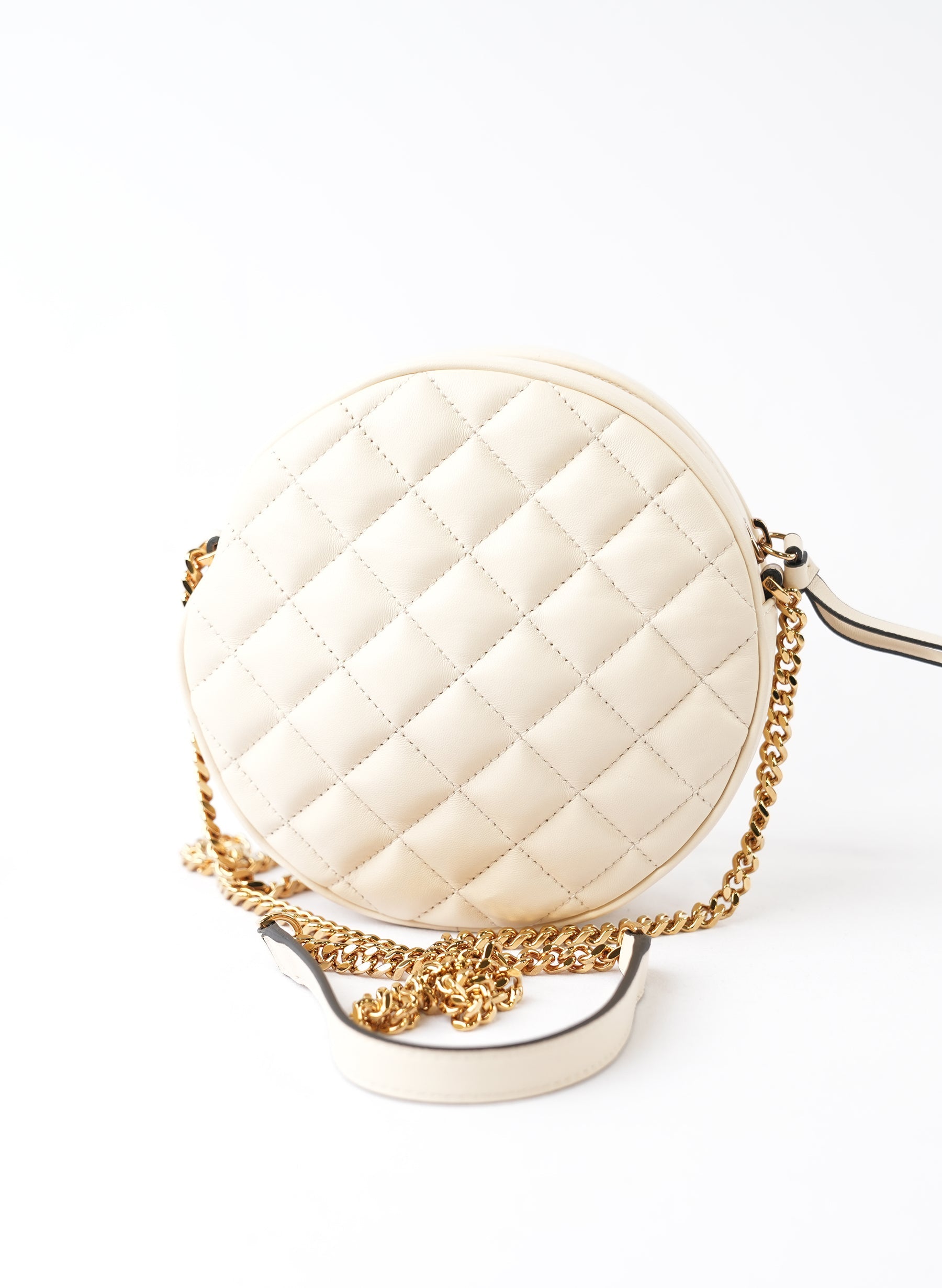 Versace Nappa Quilted La Medusa Round Camera Crossbody