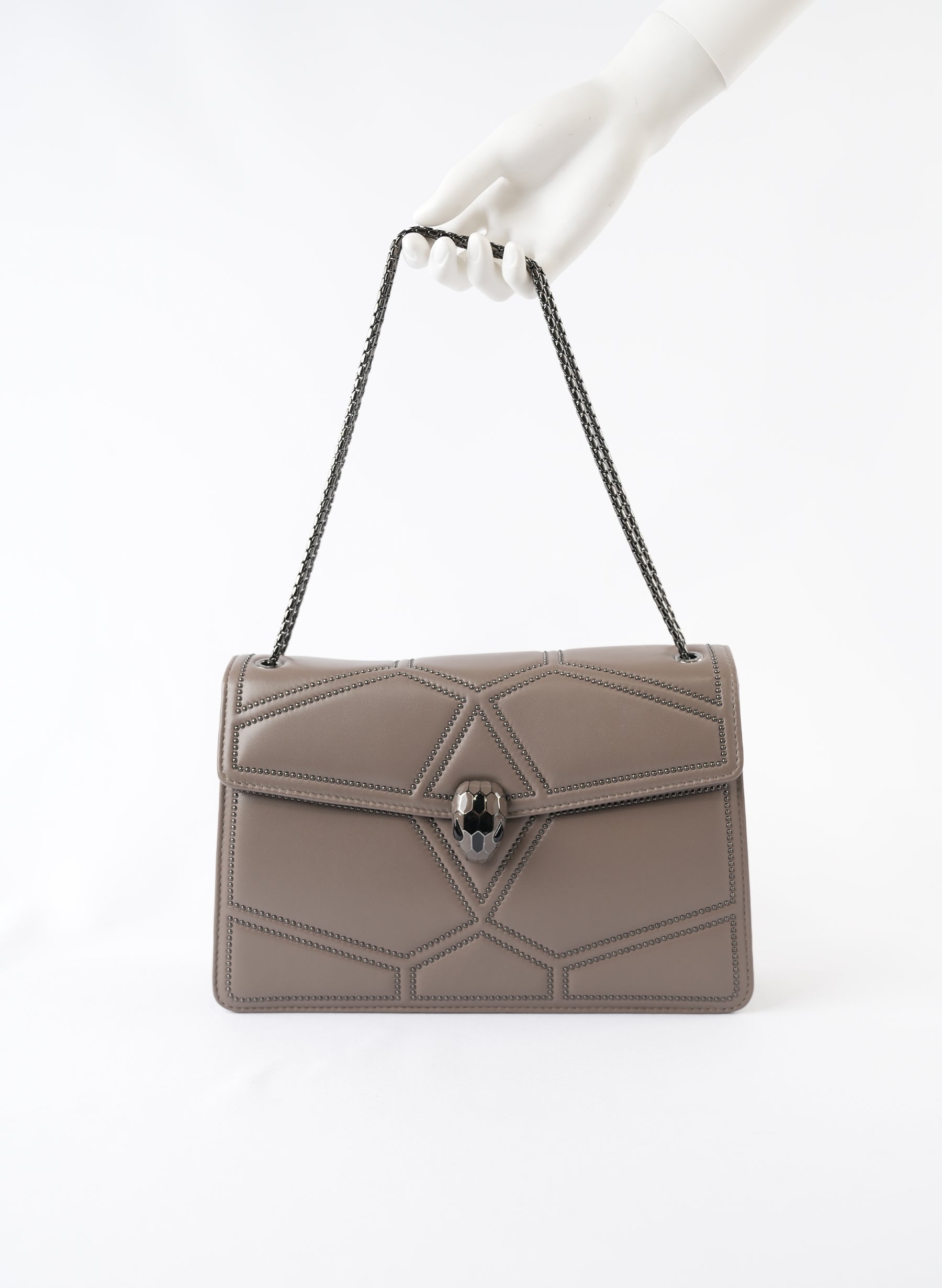 Sac à main Bvlgari Serpenti Forever en cuir gris