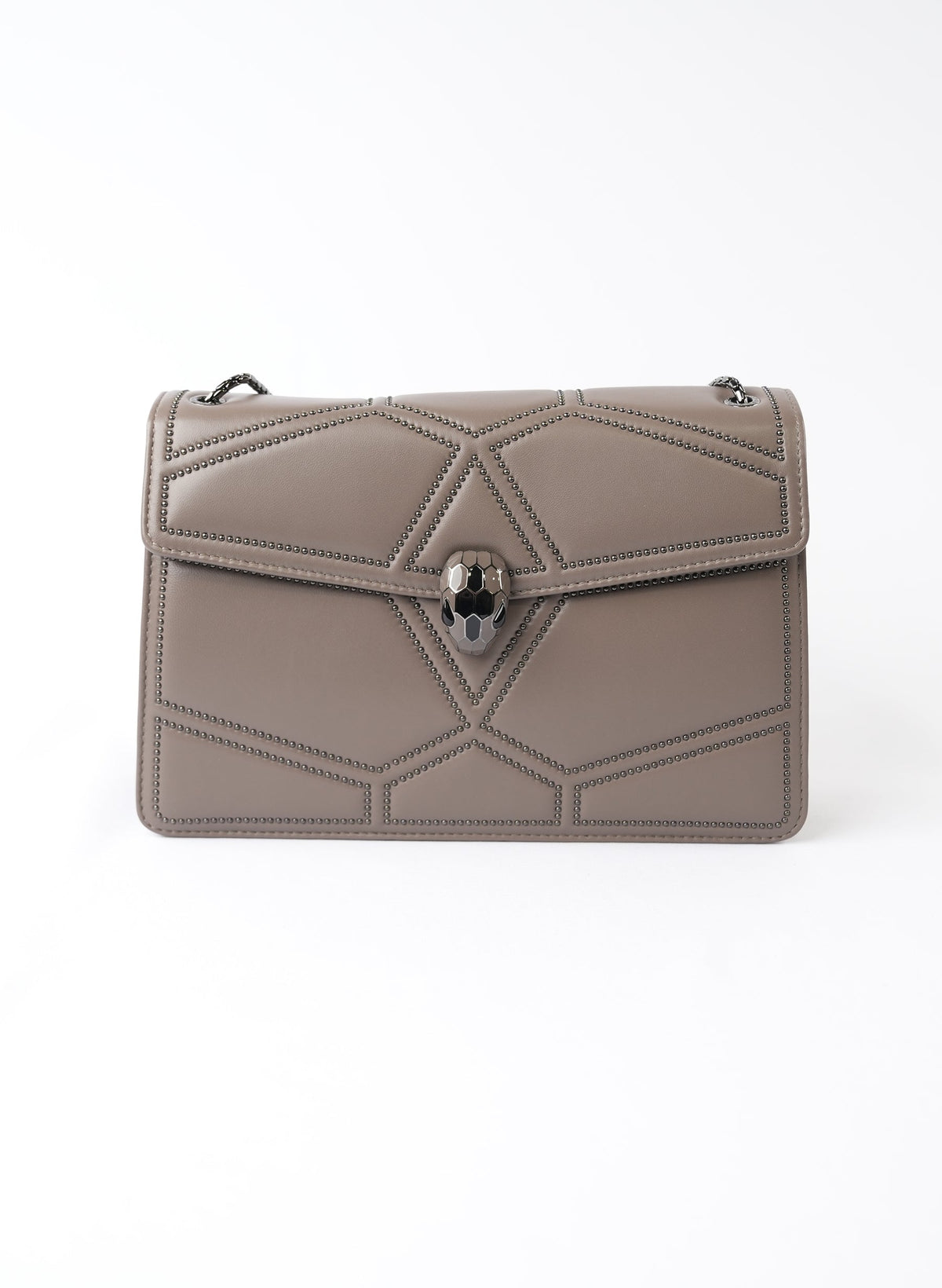 Sac à main Bvlgari Serpenti Forever en cuir gris