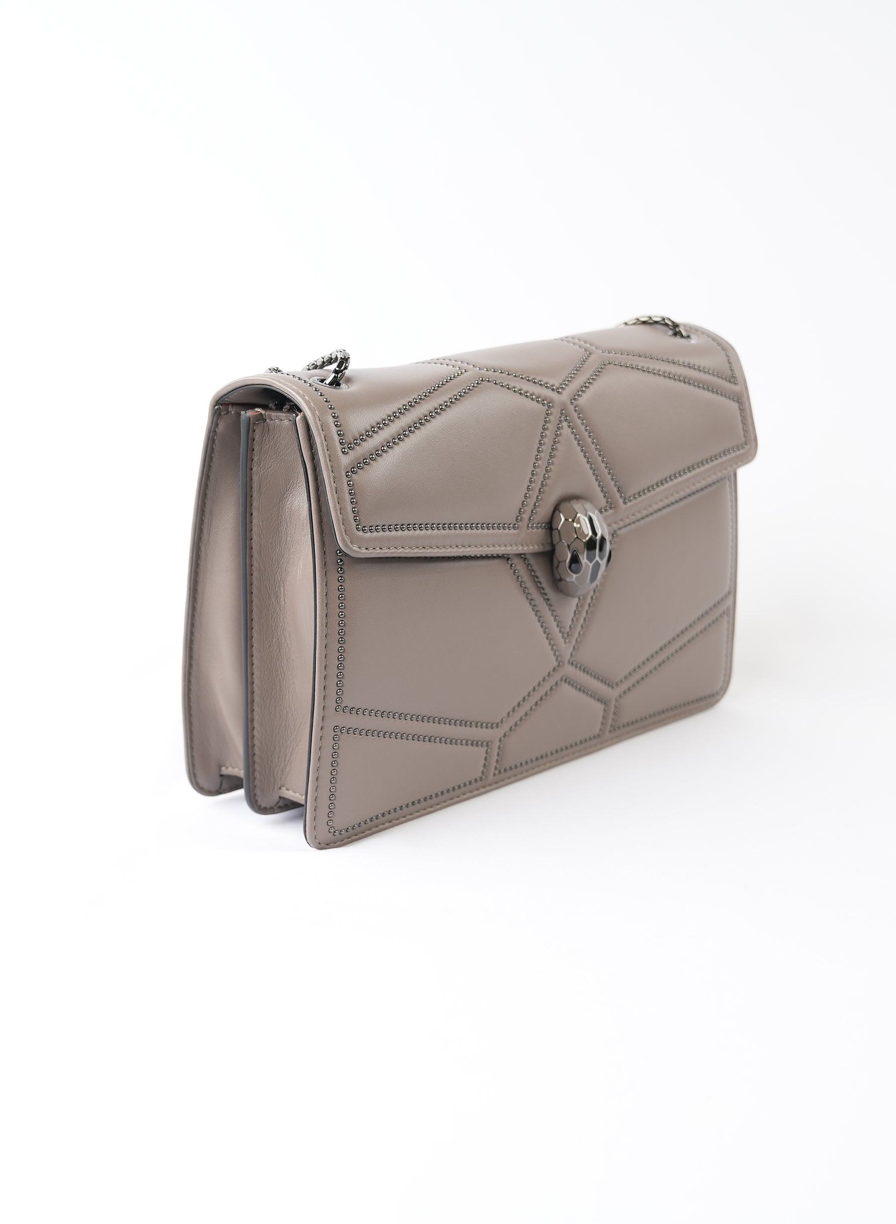 Sac à main Bvlgari Serpenti Forever en cuir gris