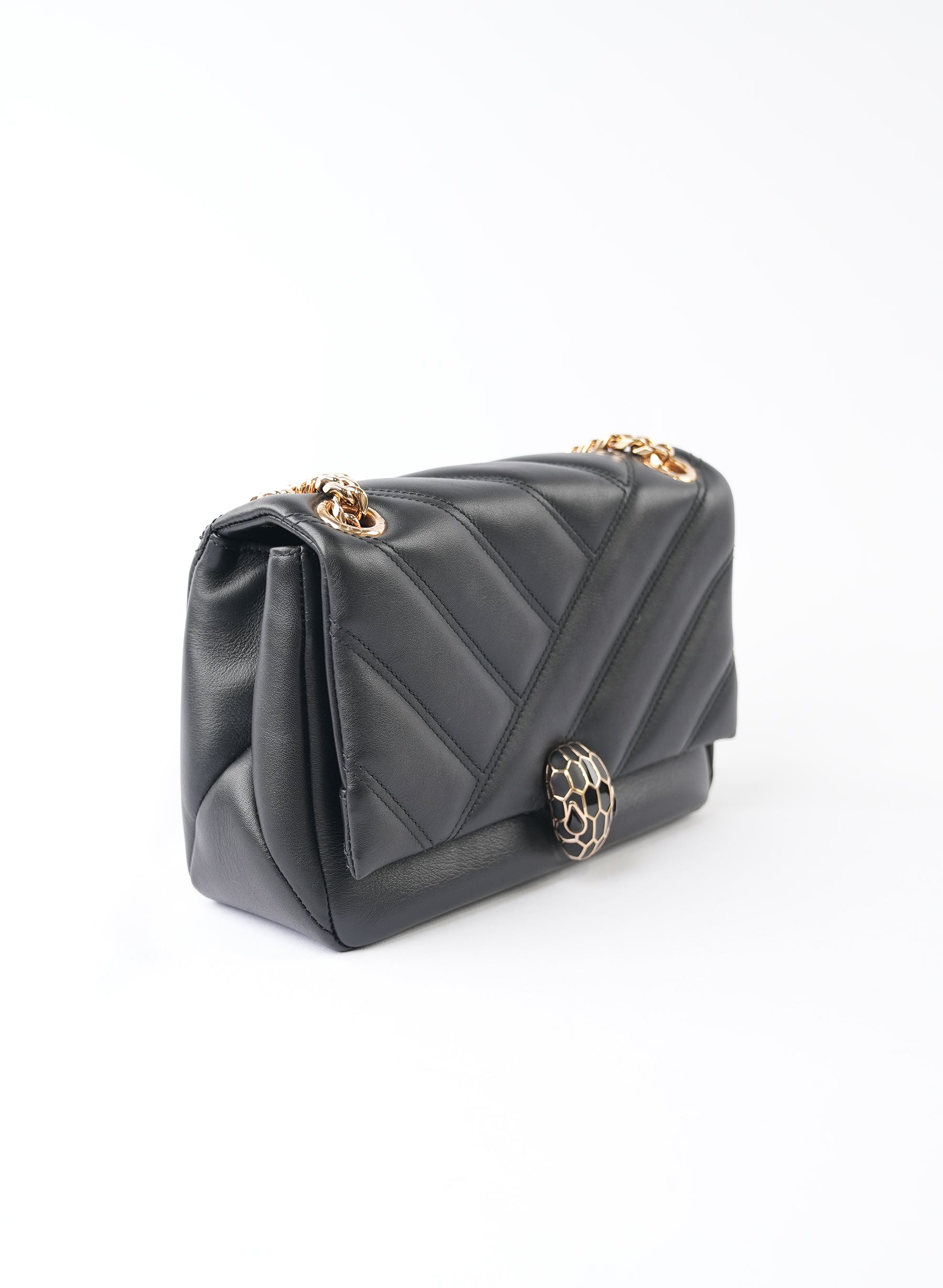 Bvlgari Serpenti Forever Black Leather Handbag