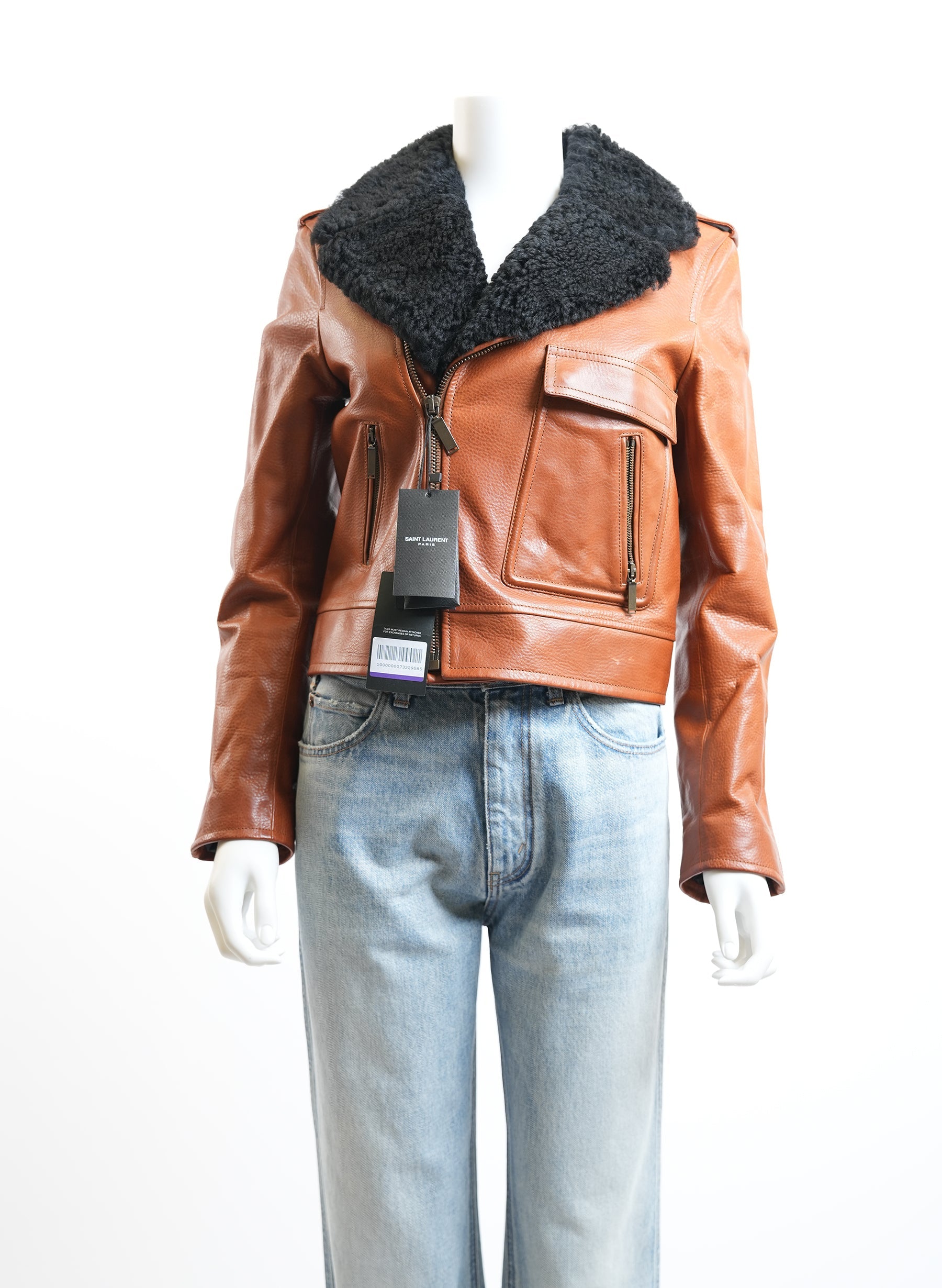 Saint Laurent Brown Motorcycle Jacket