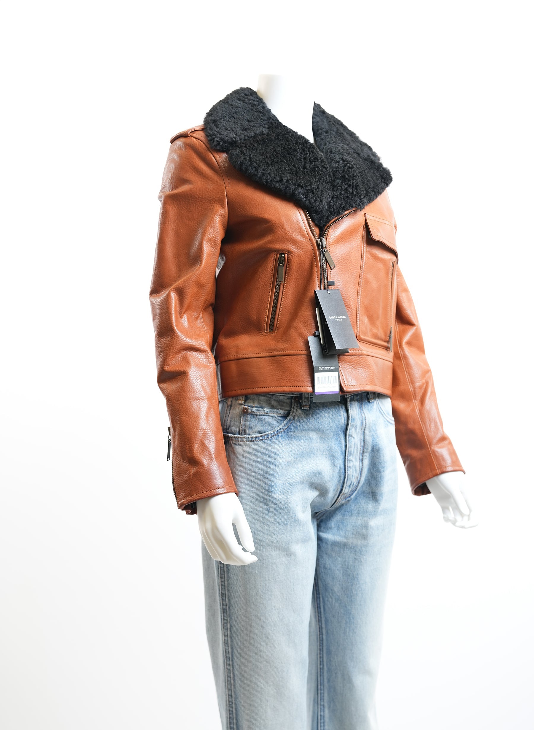 Saint Laurent Brown Motorcycle Jacket