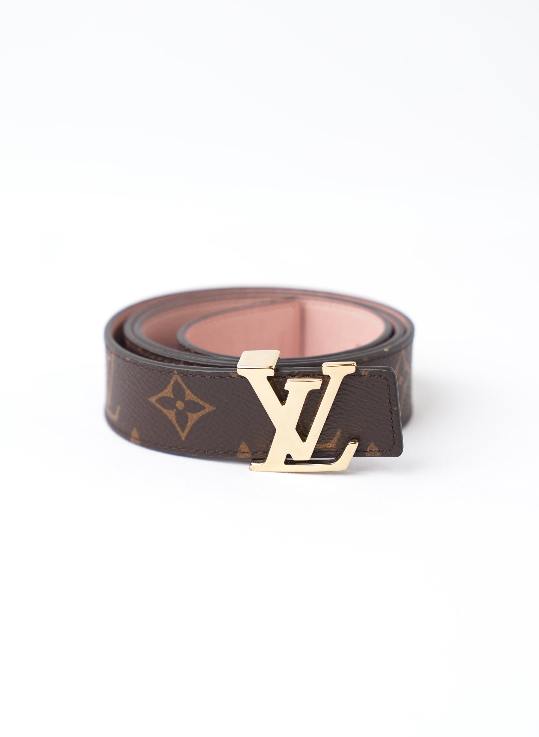 Ceinture réversible Louis Vuitton en cuir de veau monogrammé avec initiales LV