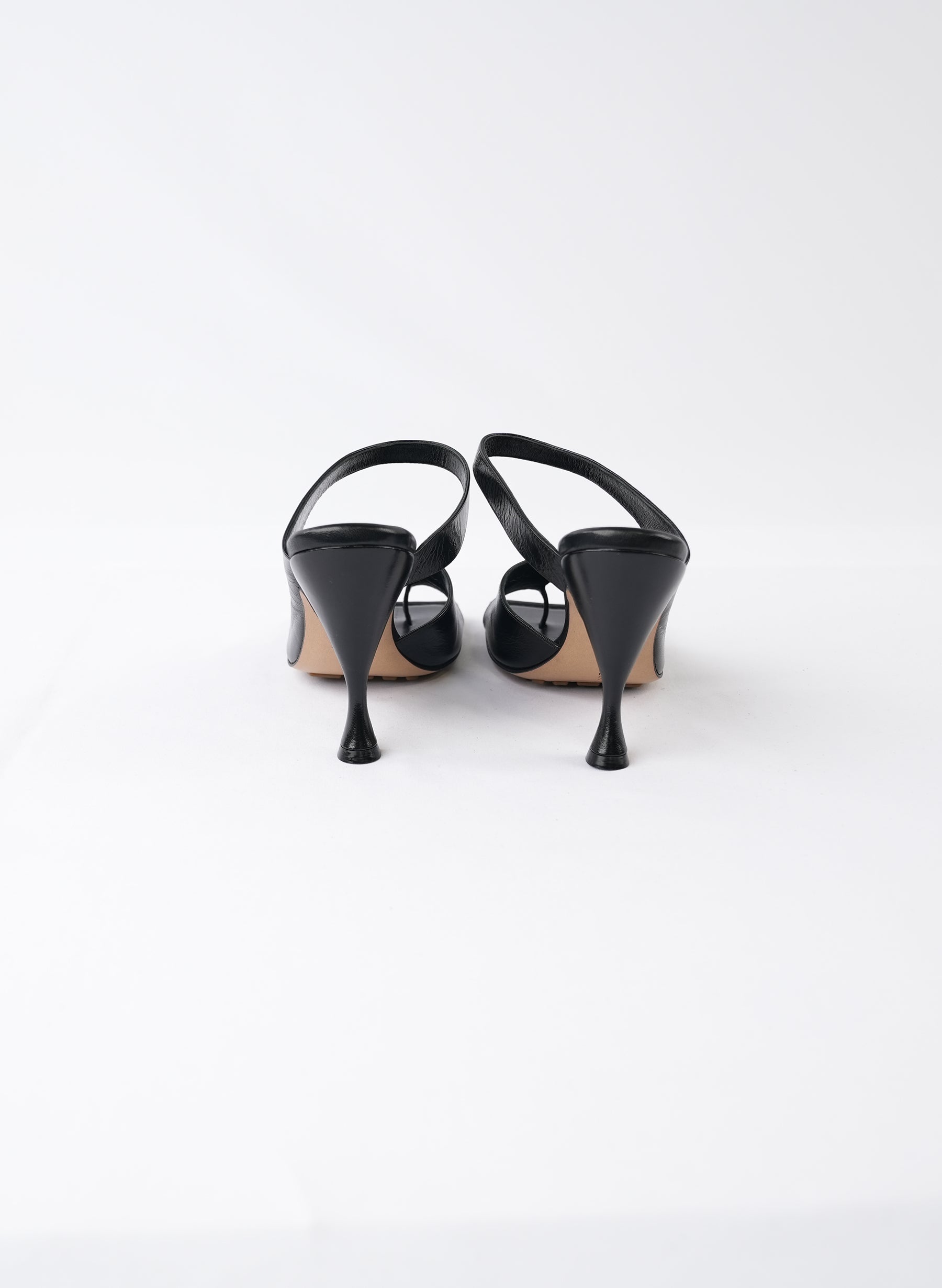 Bottega Veneta Black Leather Cutout Slide Sandals