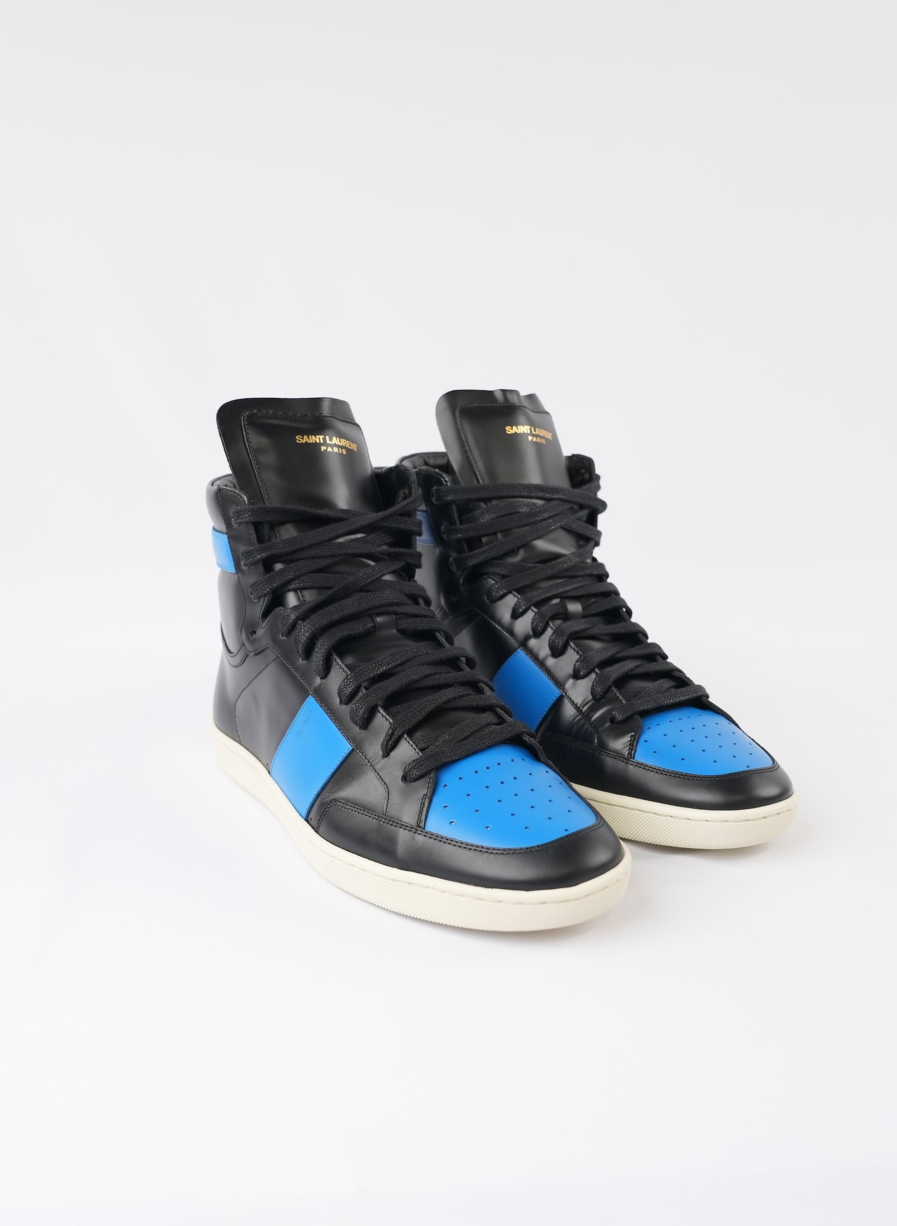 Saint Laurent Classic Court Blue High Top Sneakers