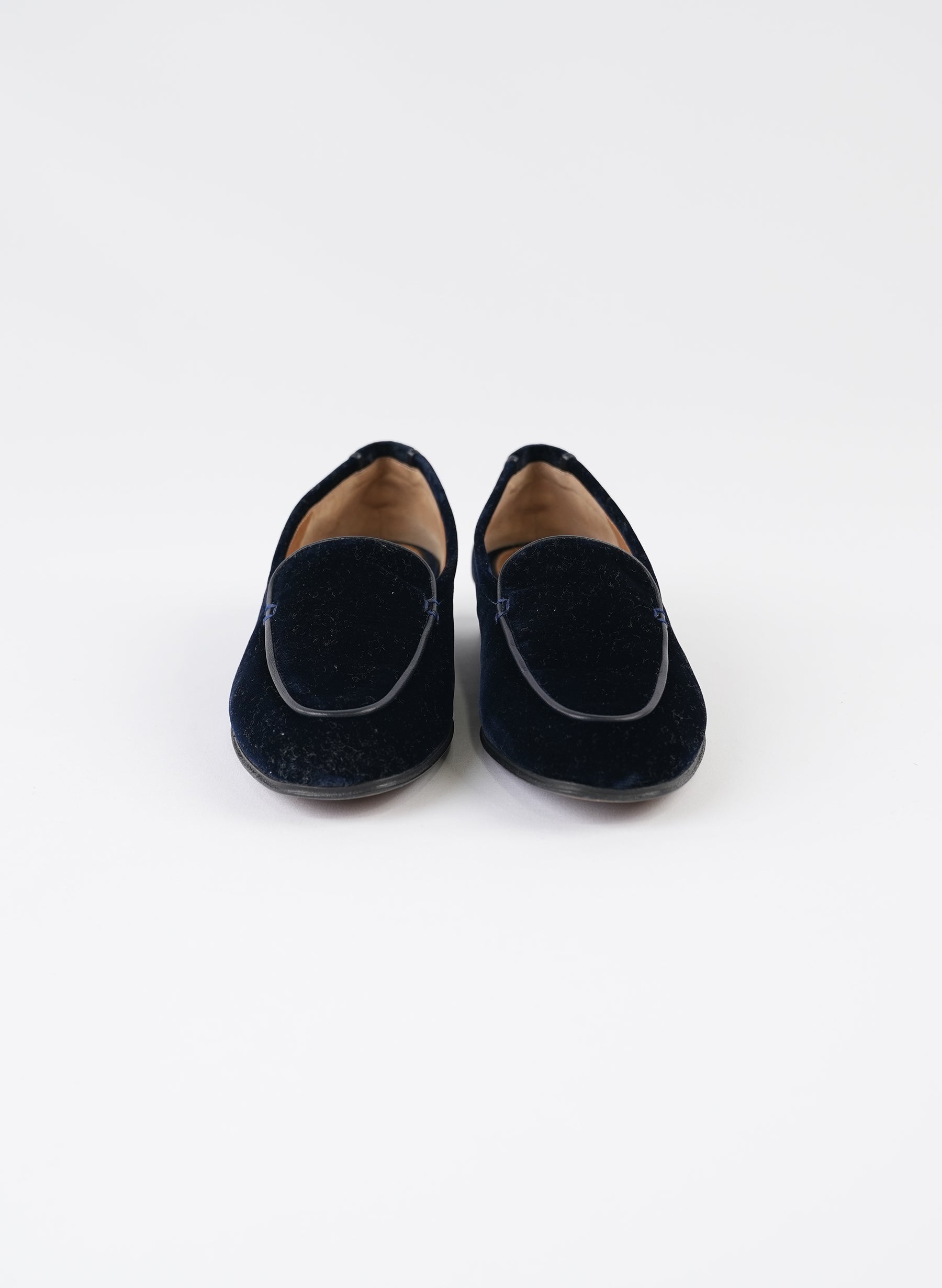 Ballerines en velours bleu marine The Row