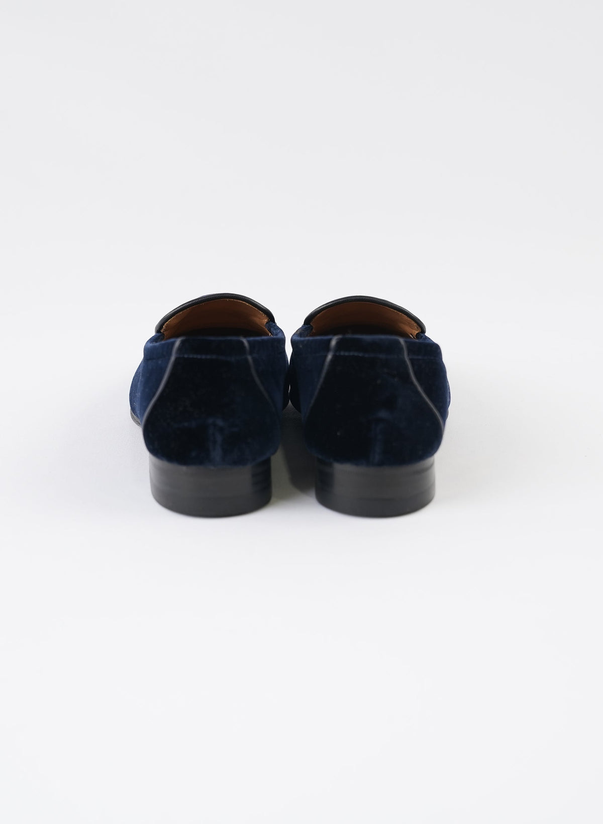 The Row Navy Velvet Flats