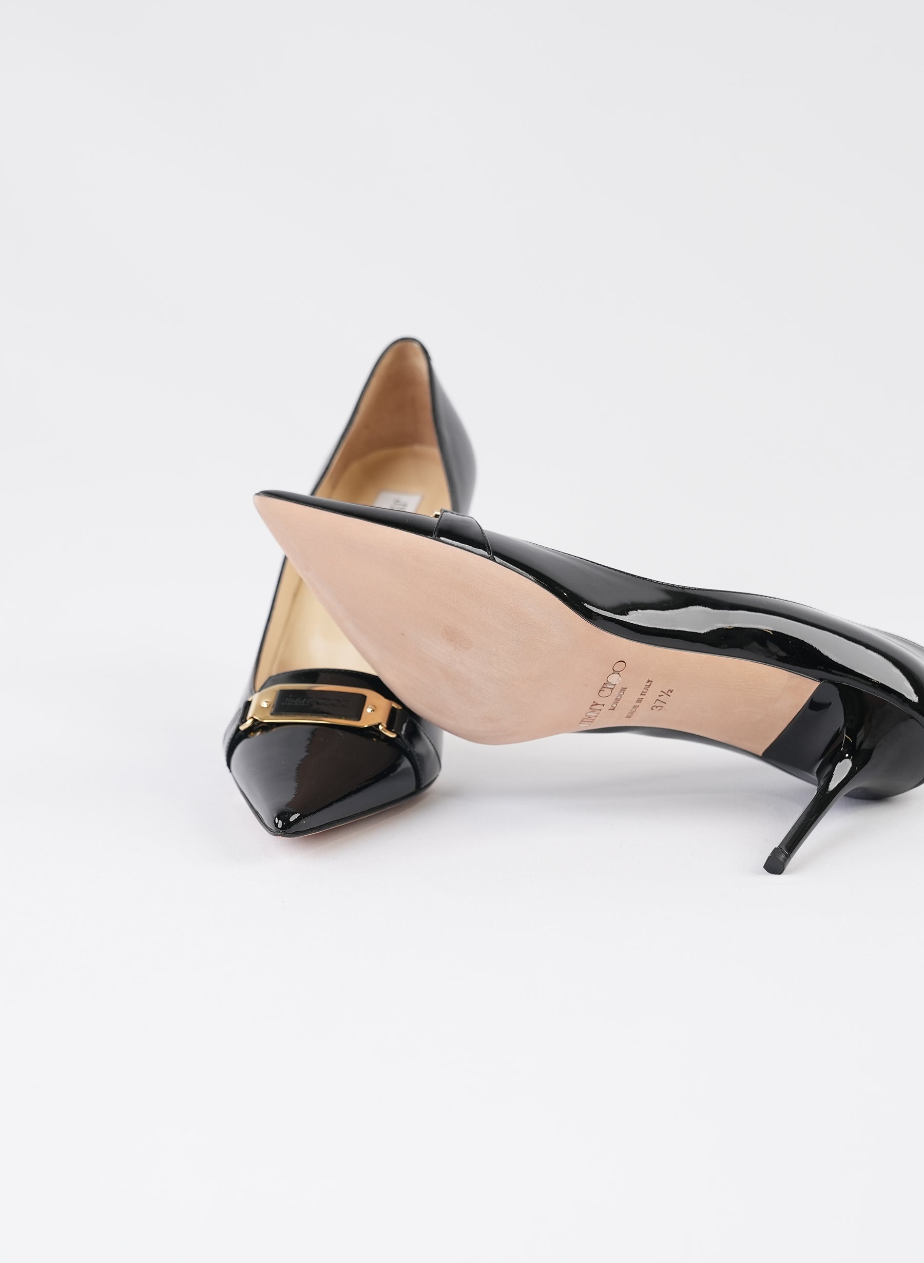 Escarpins Jimmy Choo en cuir verni noir à bout pointu