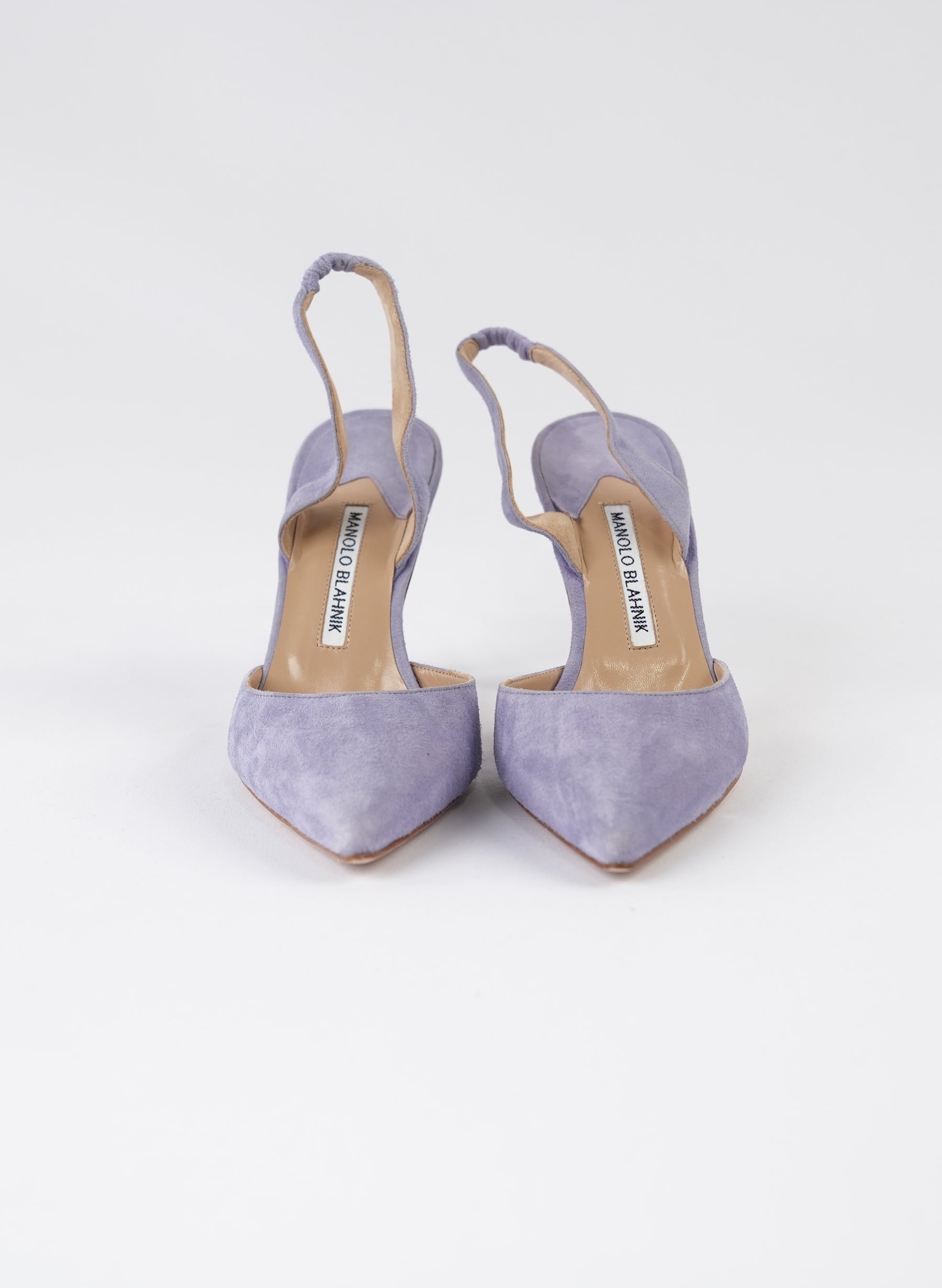 Escarpins à bride arrière en daim violet Manolo Blahnik