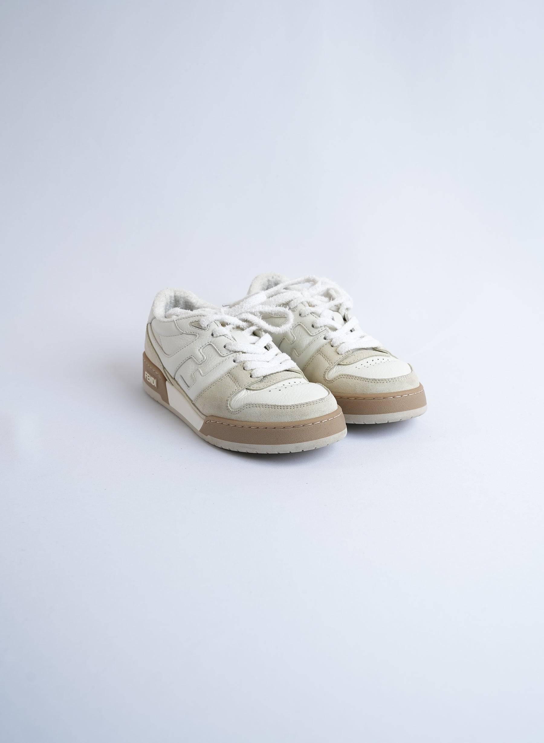 Baskets blanches Fendi Match en cuir