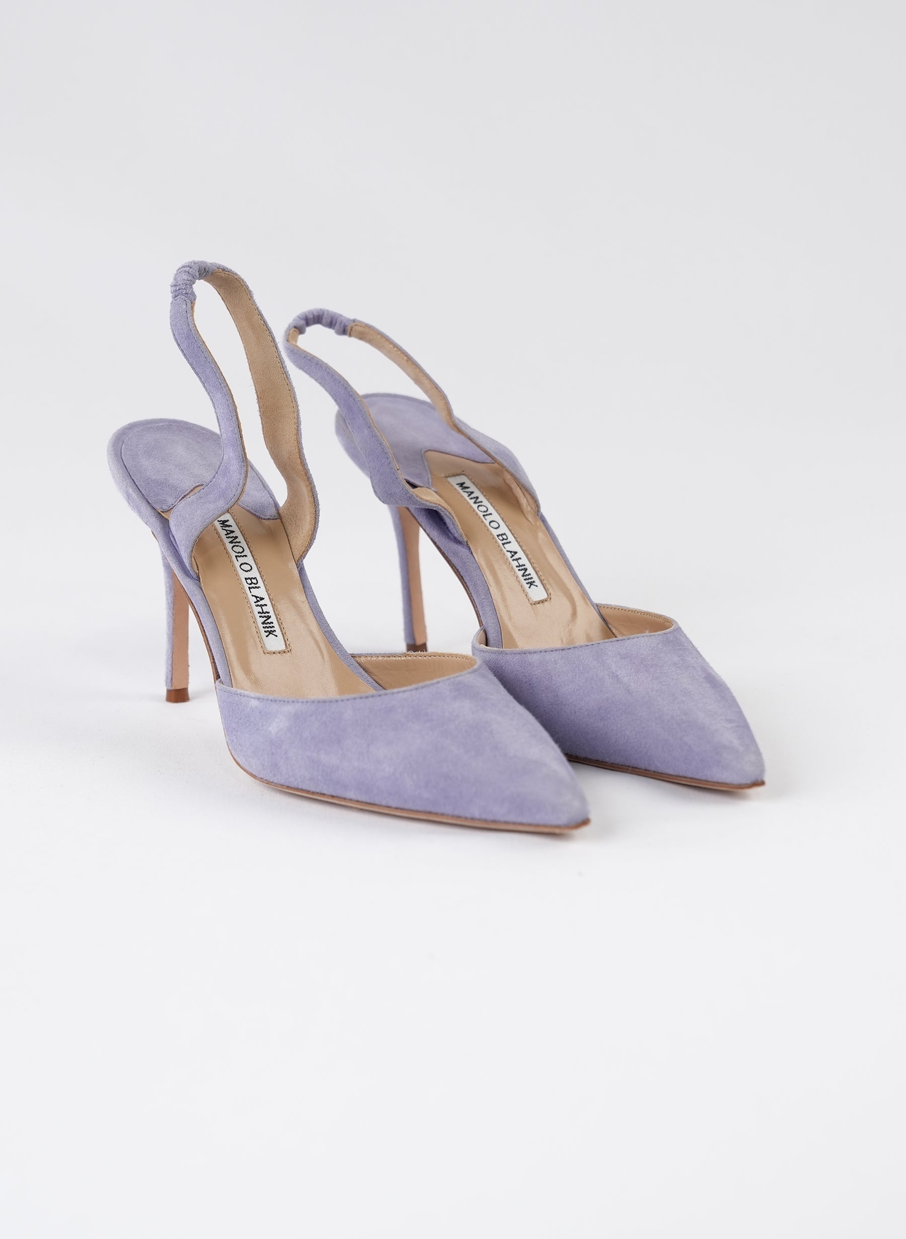 Escarpins à bride arrière en daim violet Manolo Blahnik