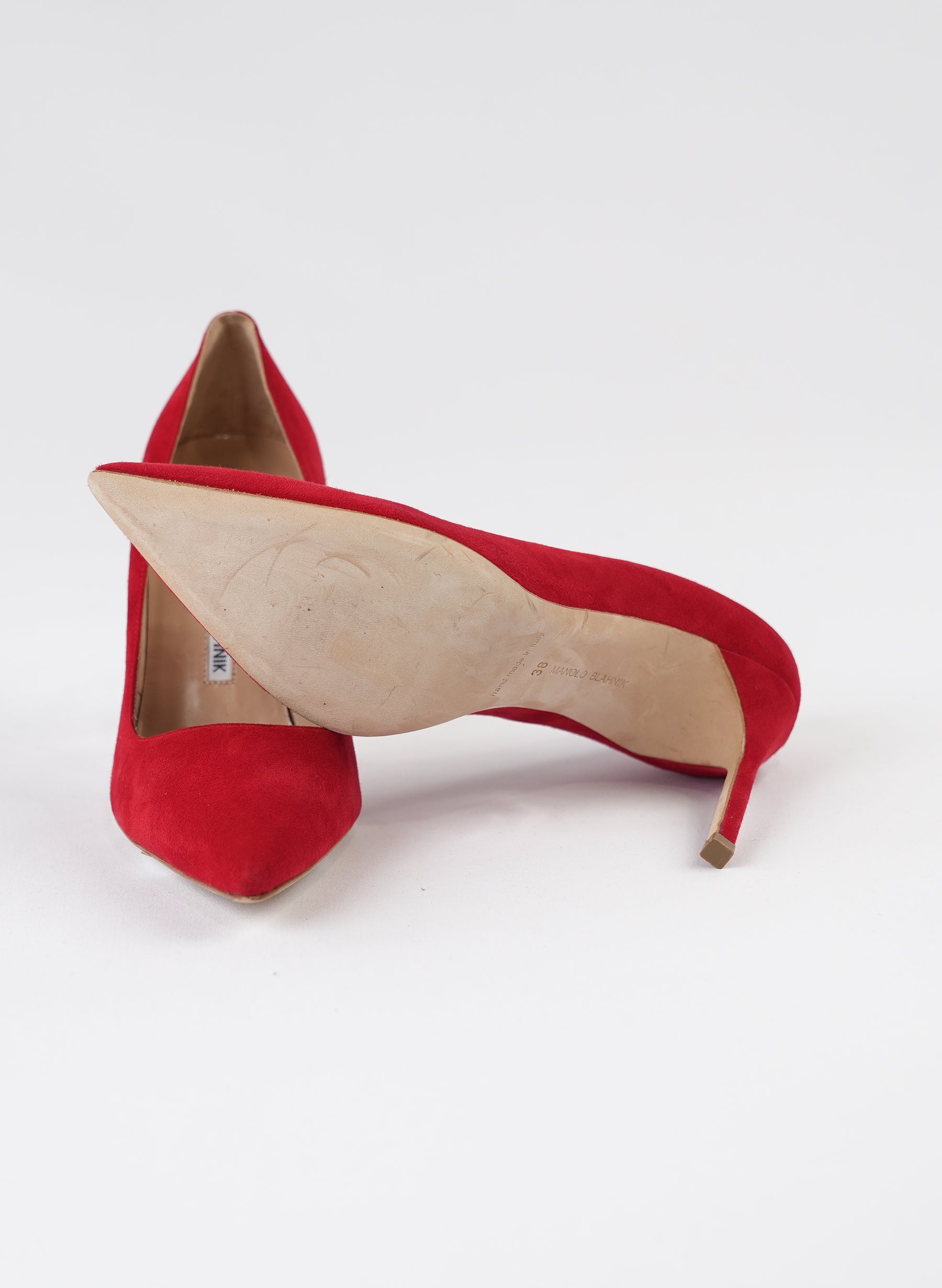 Manolo Blahnik Red Suede BB Pumps