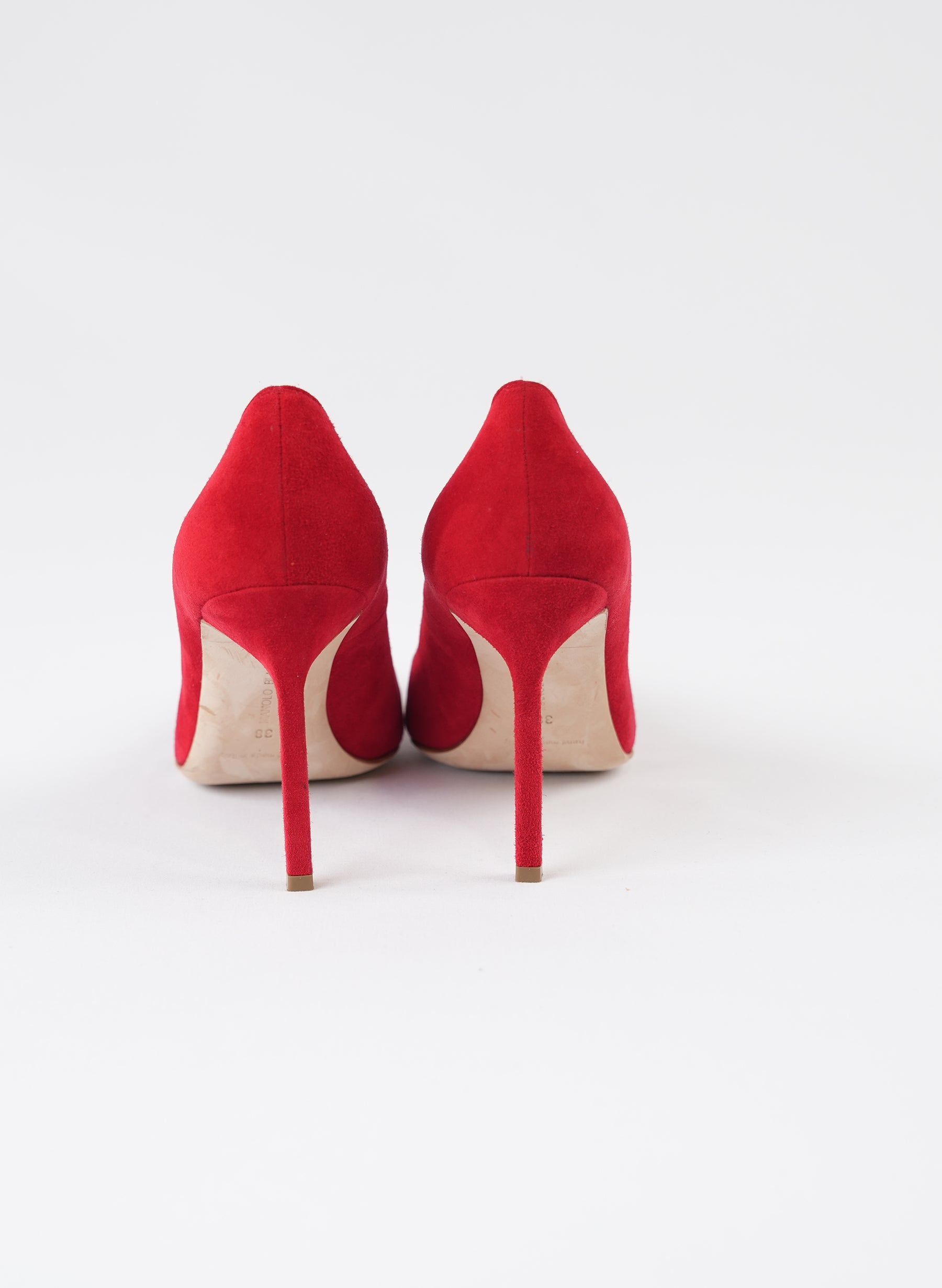 Manolo Blahnik Red Suede BB Pumps
