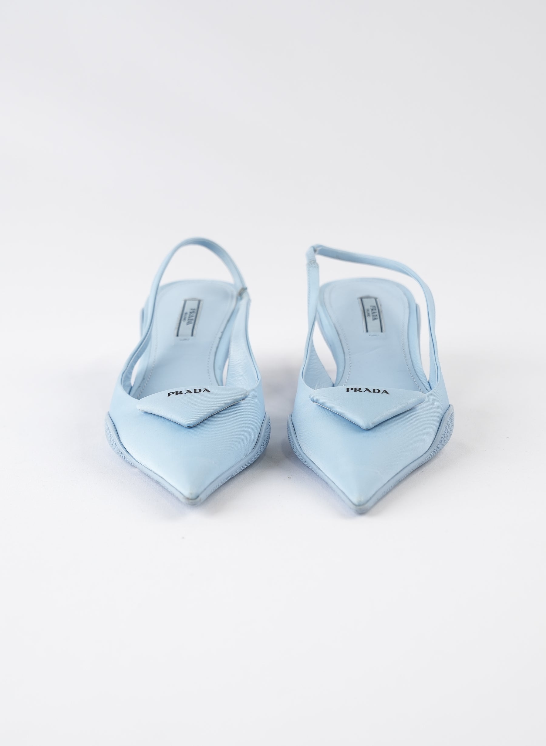 Prada Triangle Logo-Plaque Slingback Pumps