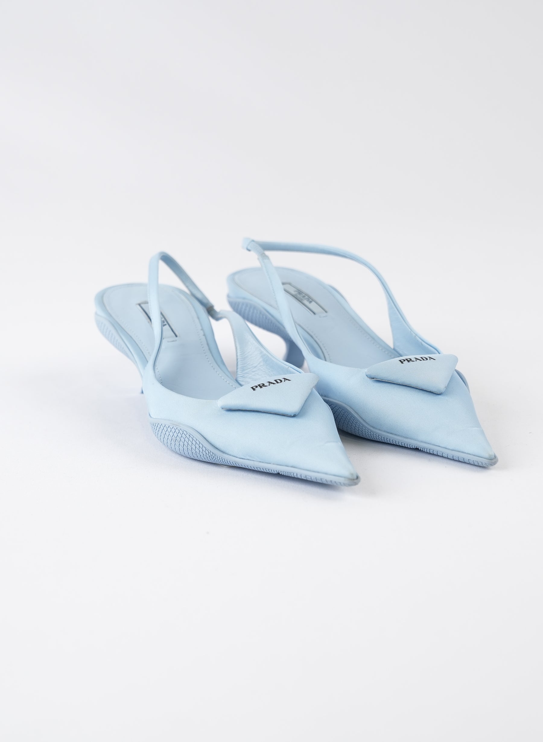 Prada Triangle Logo-Plaque Slingback Pumps