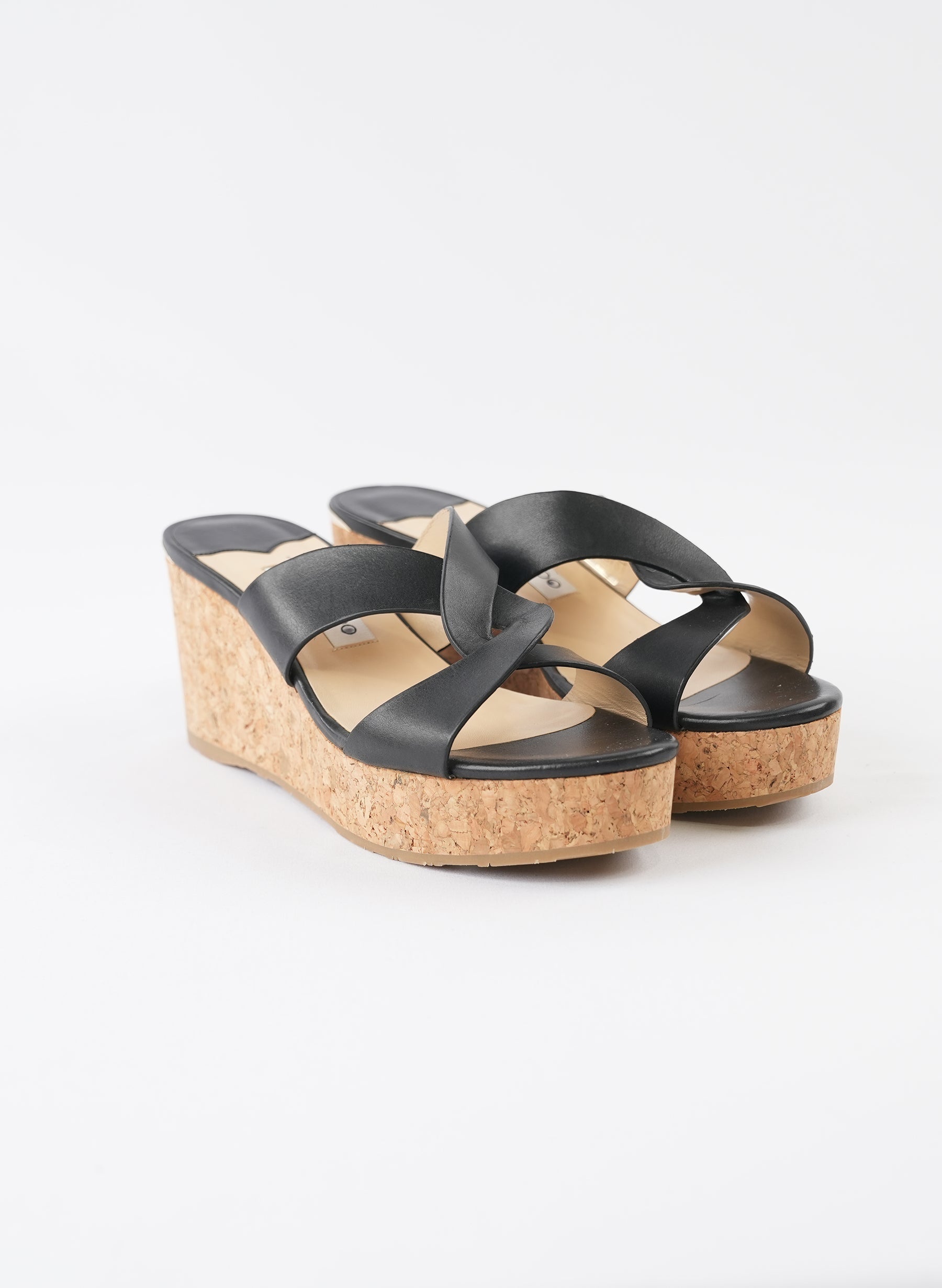 Jimmy Choo Atia Leather Wedge Sandals