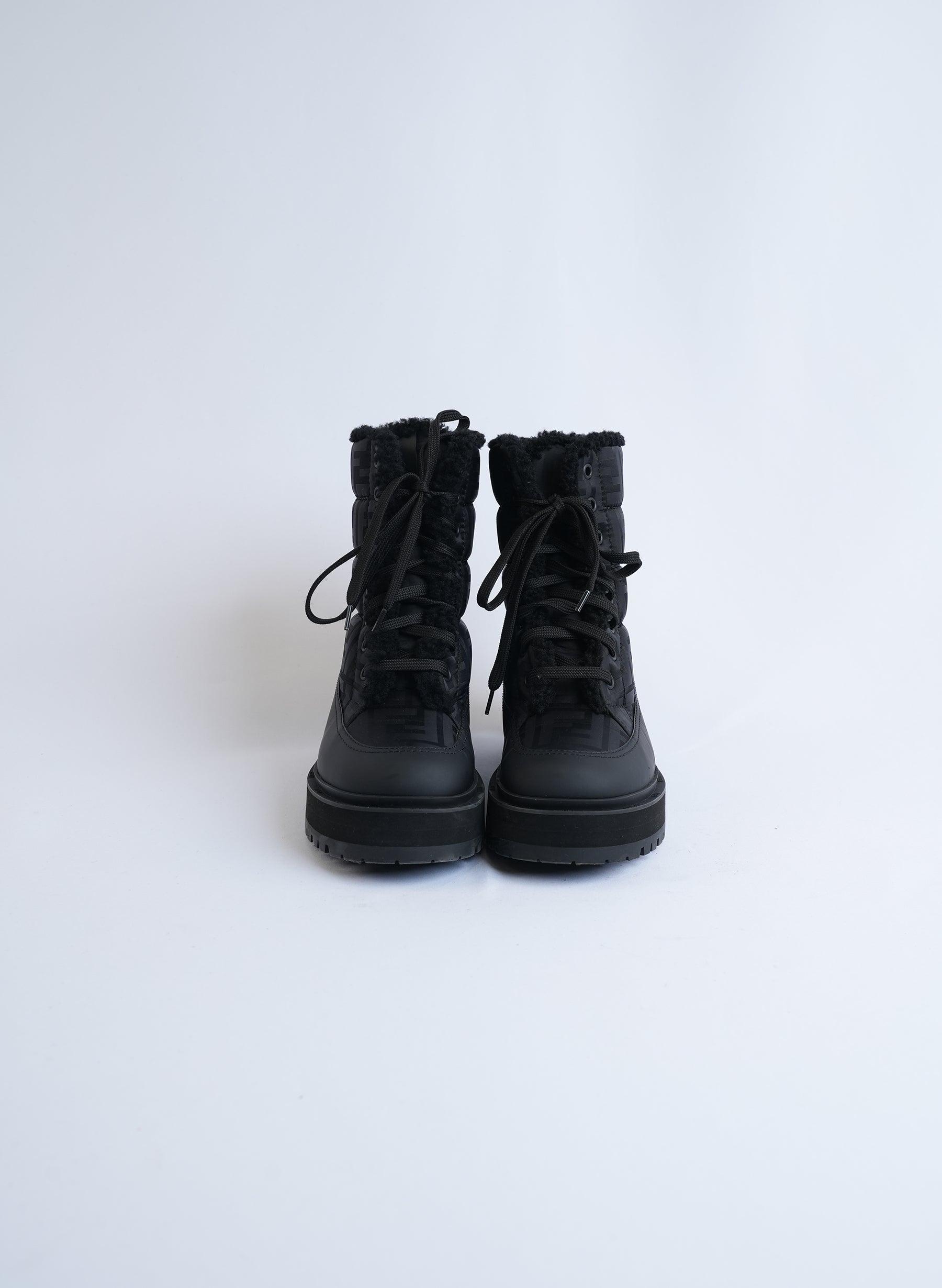 Bottes de motard Fendi en cuir noir