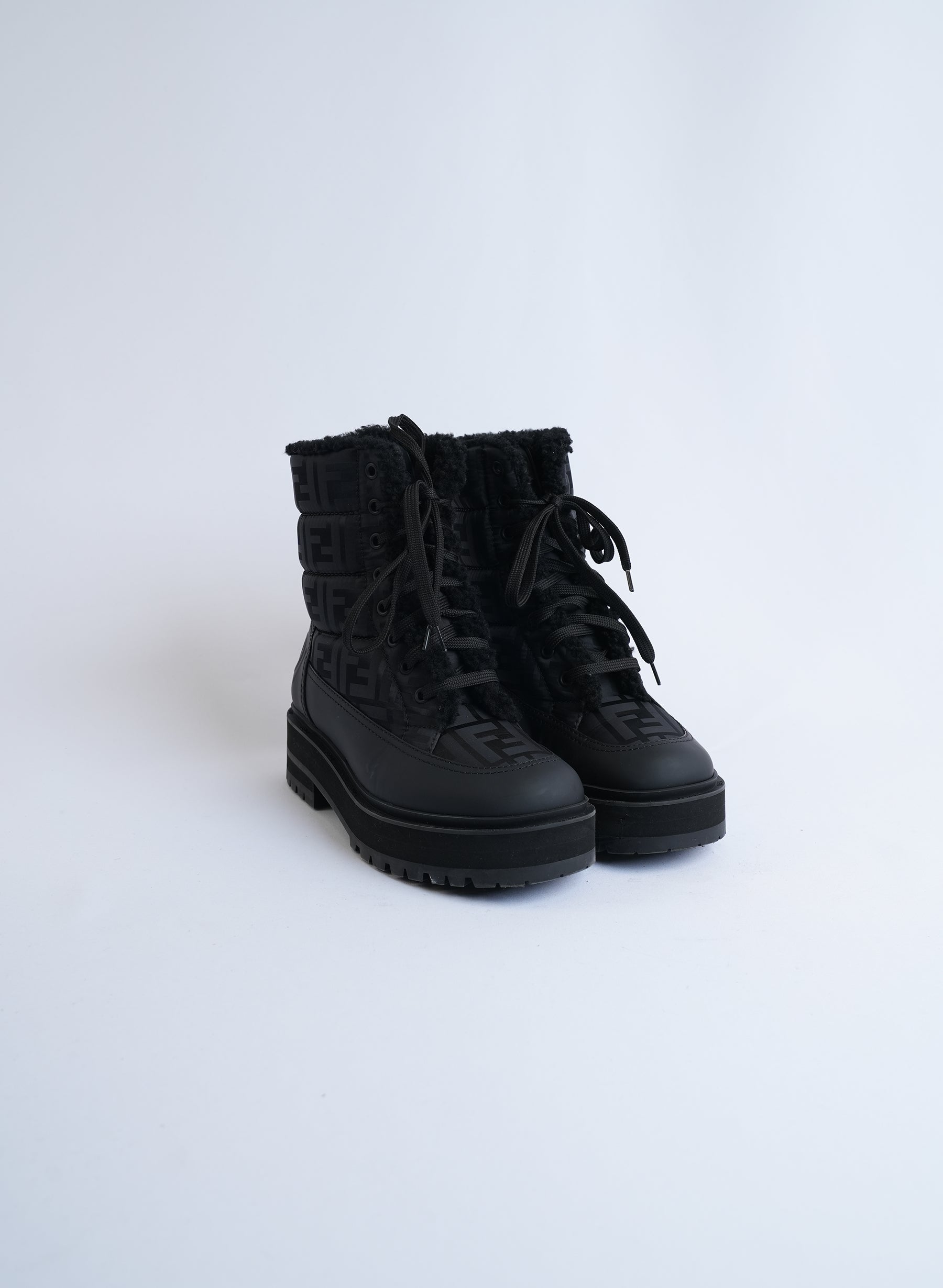 Bottes de motard Fendi en cuir noir