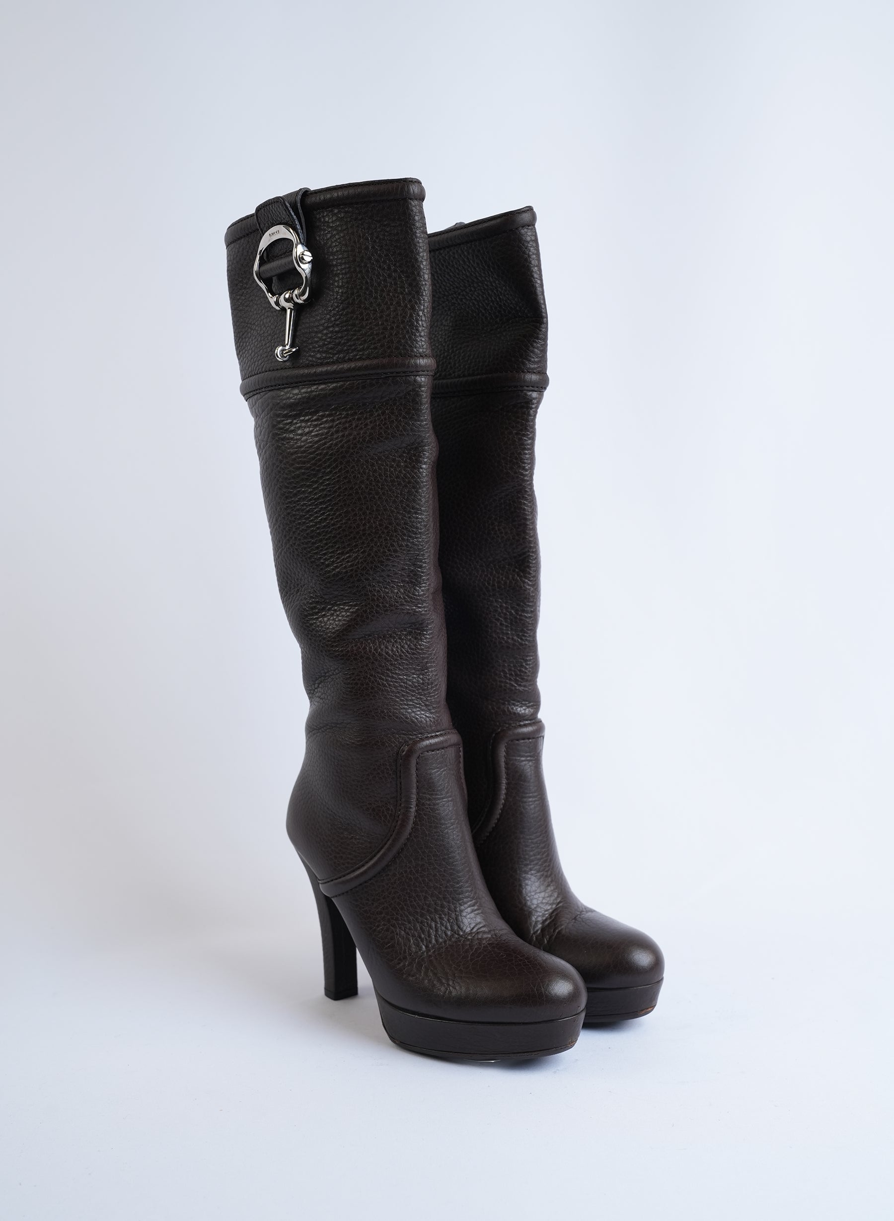 Bottes Gucci en cuir marron