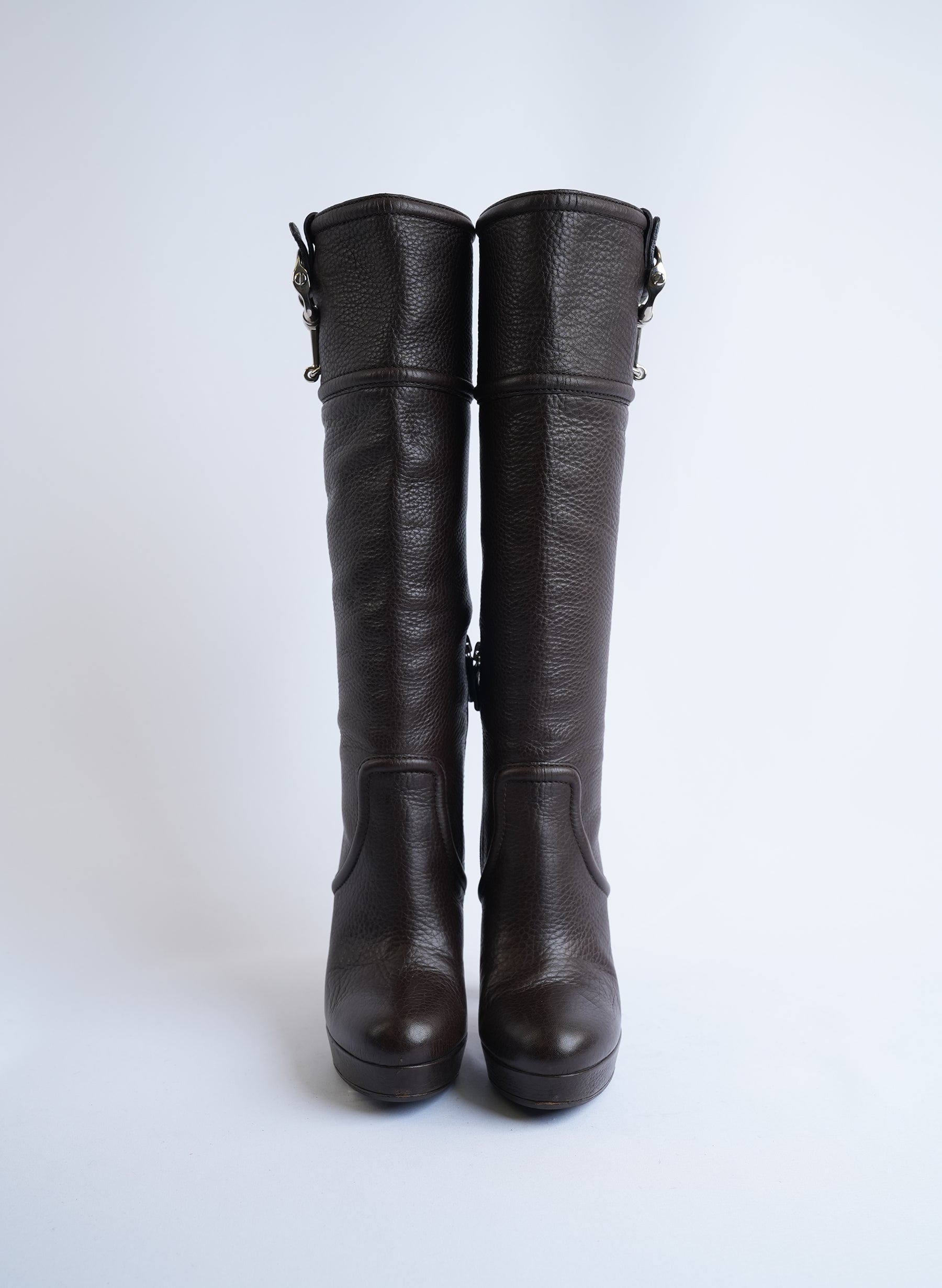 Bottes Gucci en cuir marron