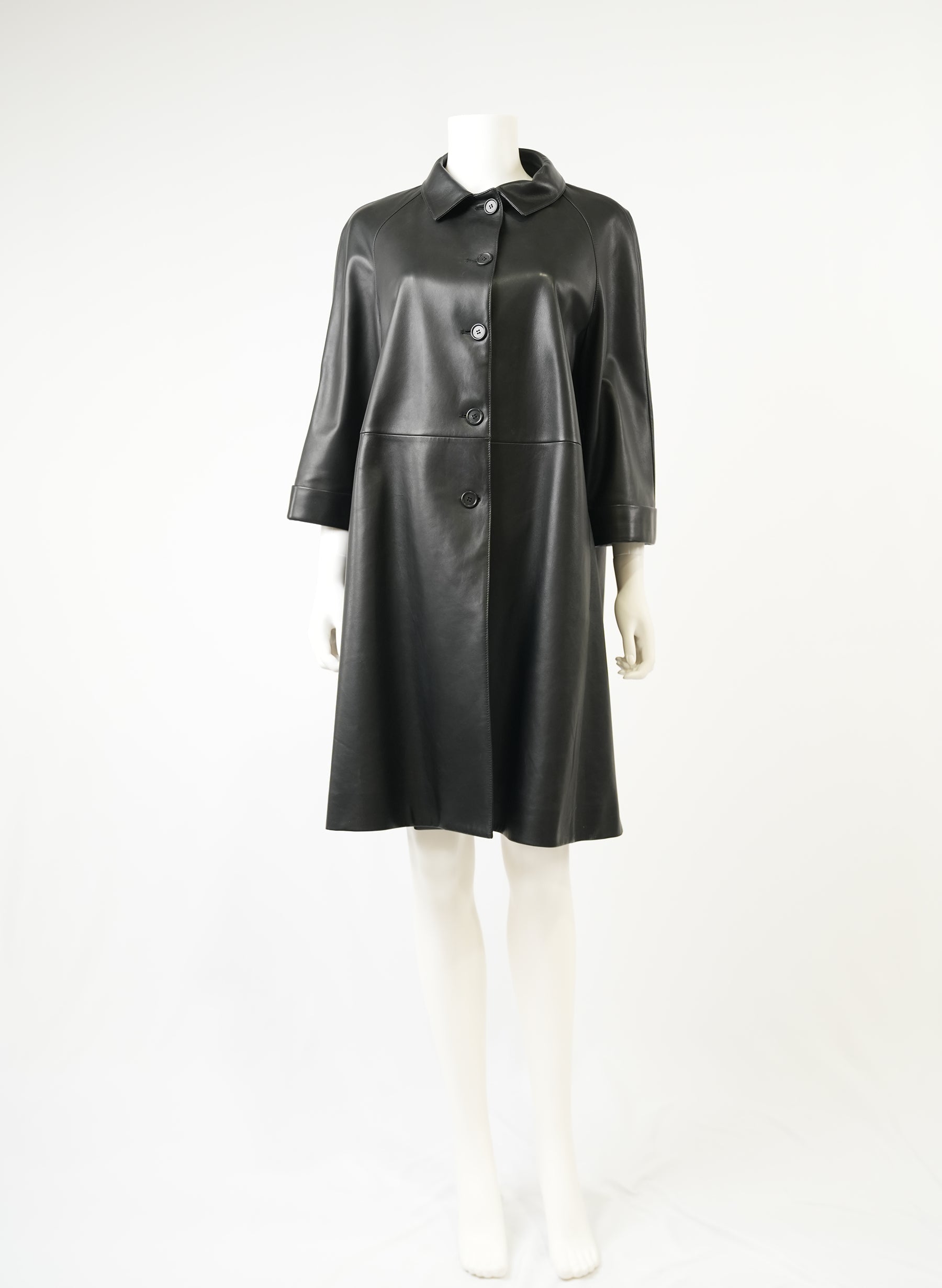 Prada Mid Sleeve Black Leather Jacket