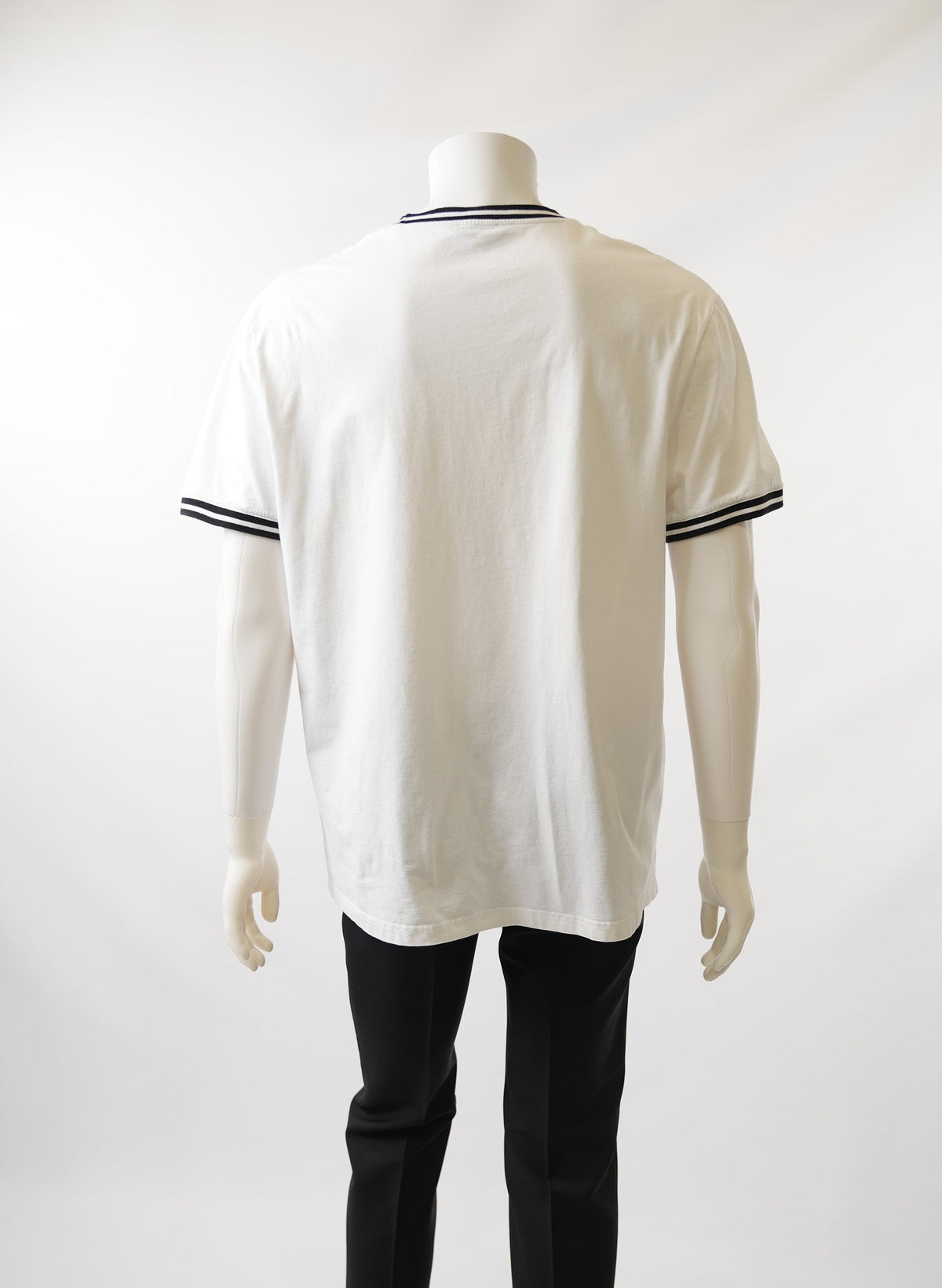 T-shirt Balmain blanc à logo et col rayé