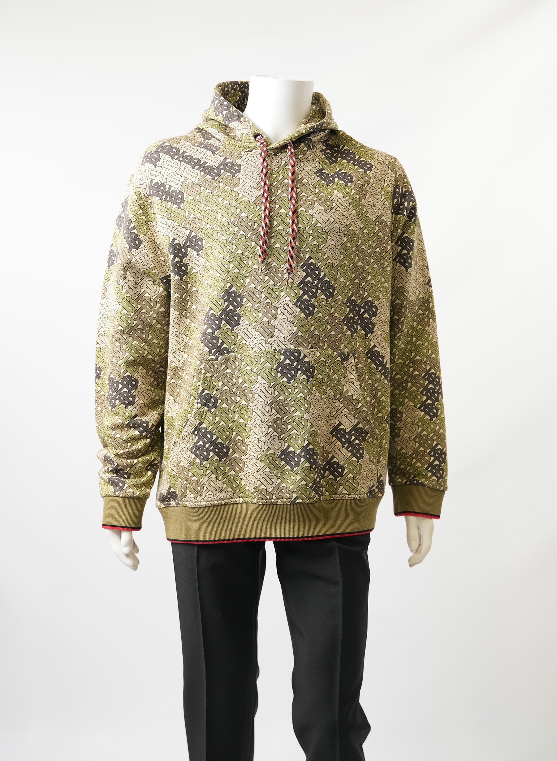 Sweat à capuche Burberry vert camouflage imprimé monogramme