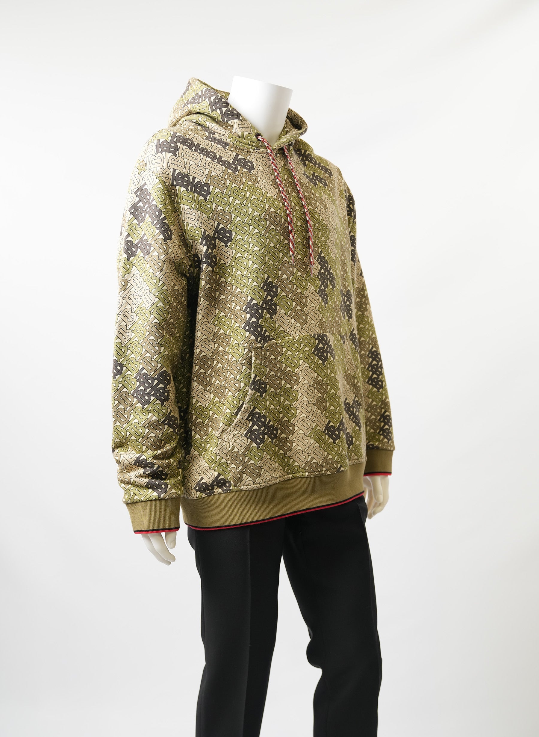 Sweat à capuche Burberry vert camouflage imprimé monogramme