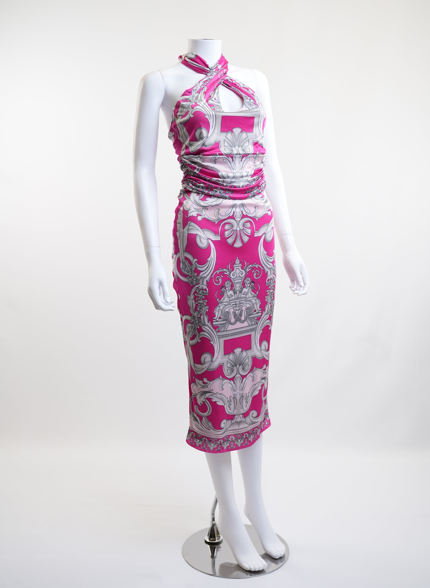 Versace Printed Halter Neck Dress