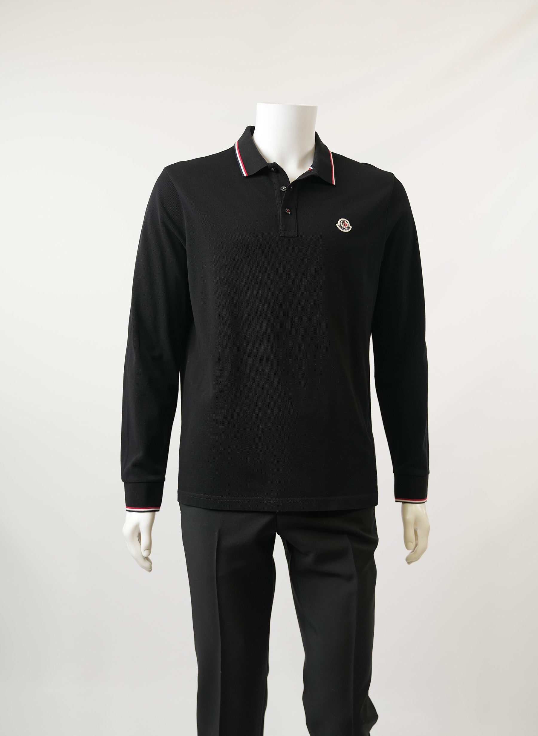 Moncler Black Long Sleeve Polo Shirt