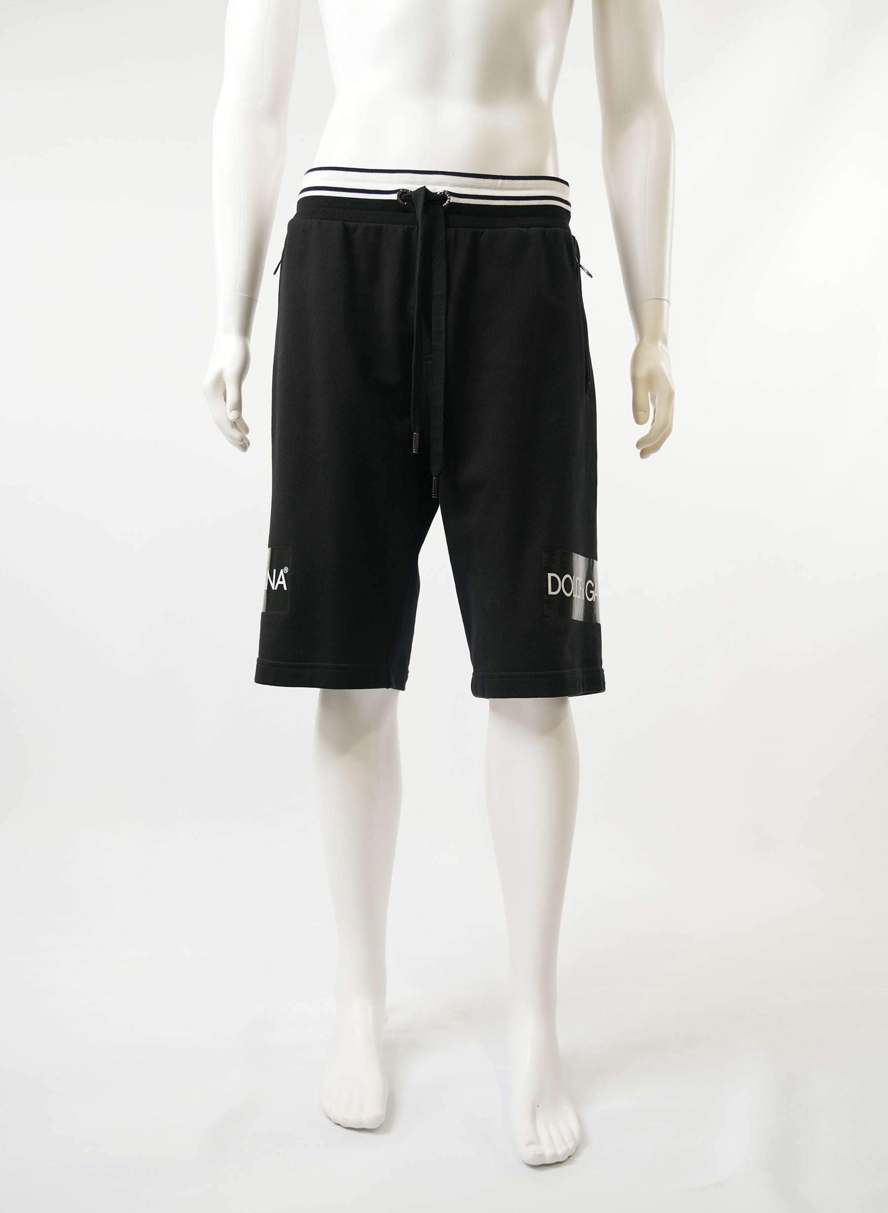 Dolce and Gabbana Black Heart Embroidered Drawstring Shorts