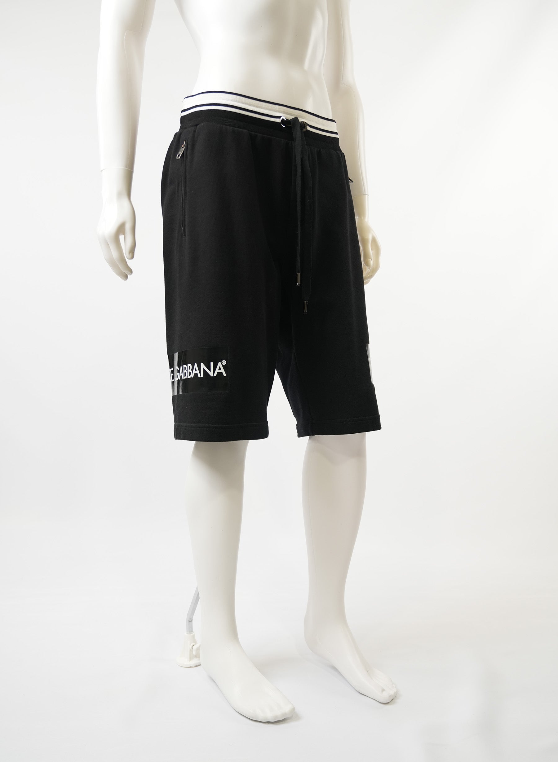 Dolce and Gabbana Black Heart Embroidered Drawstring Shorts