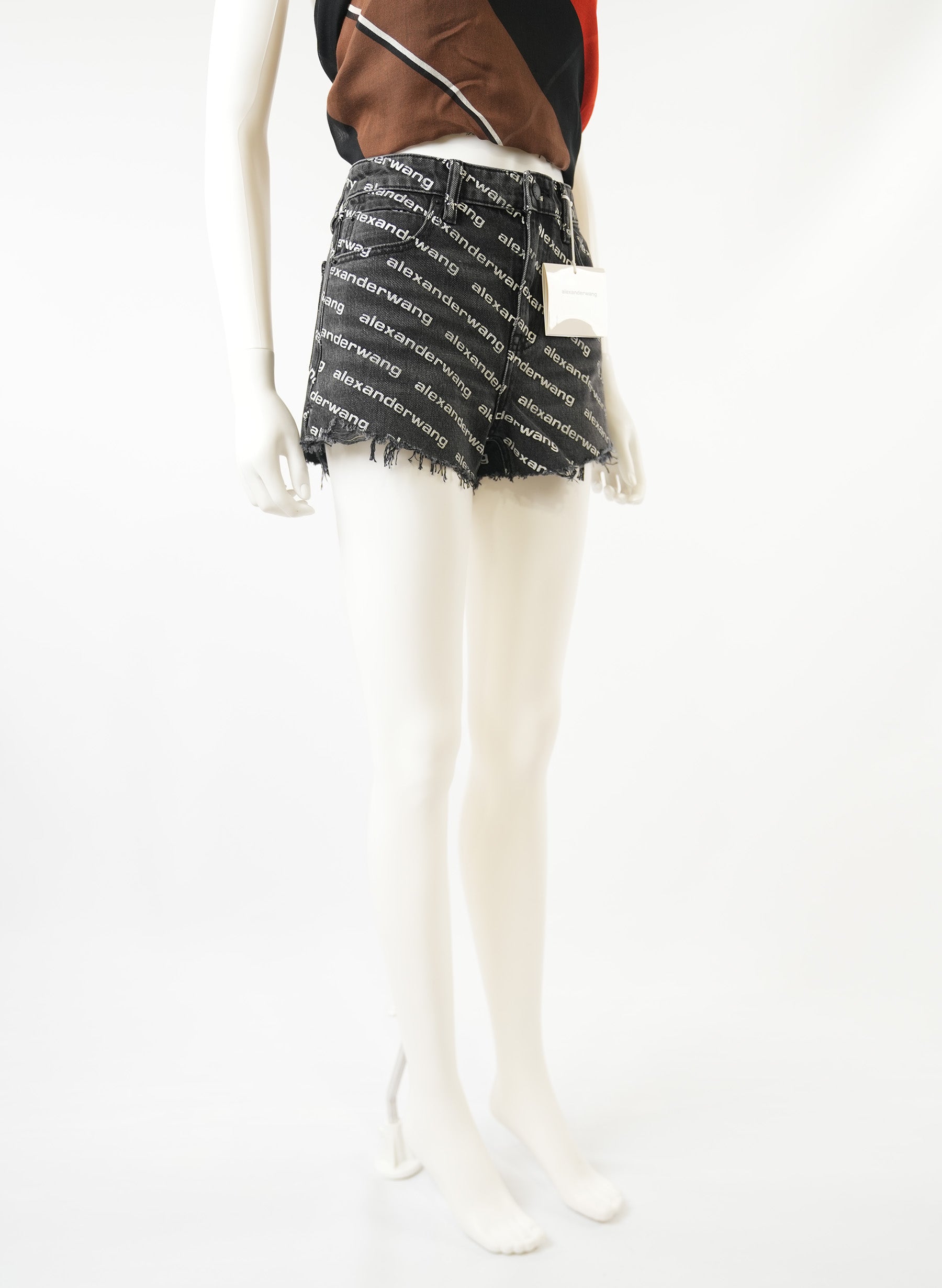 Short en jean à imprimé monogramme Alexander Wang