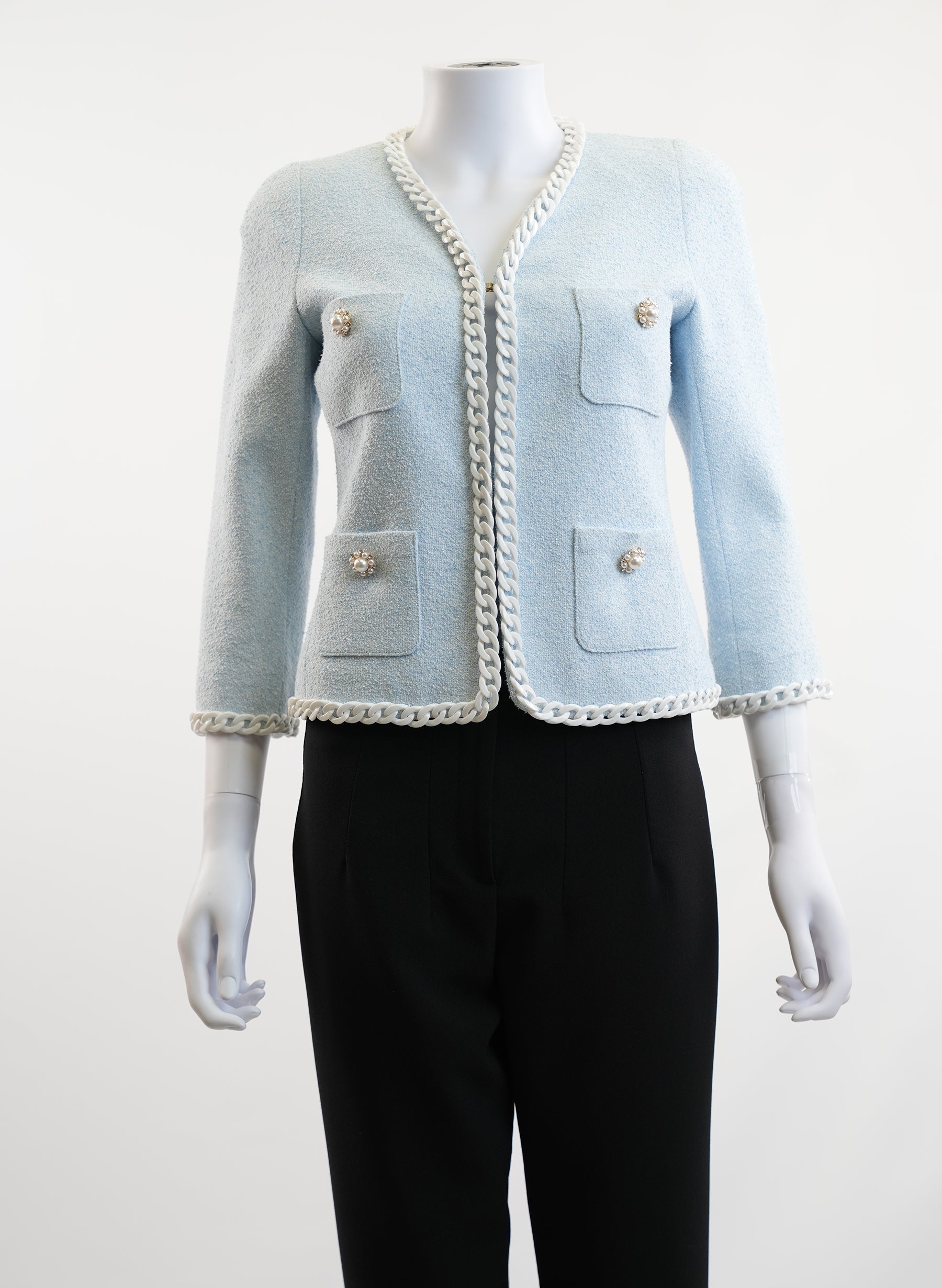 Edward Achour Embellished Light Blue Jacket